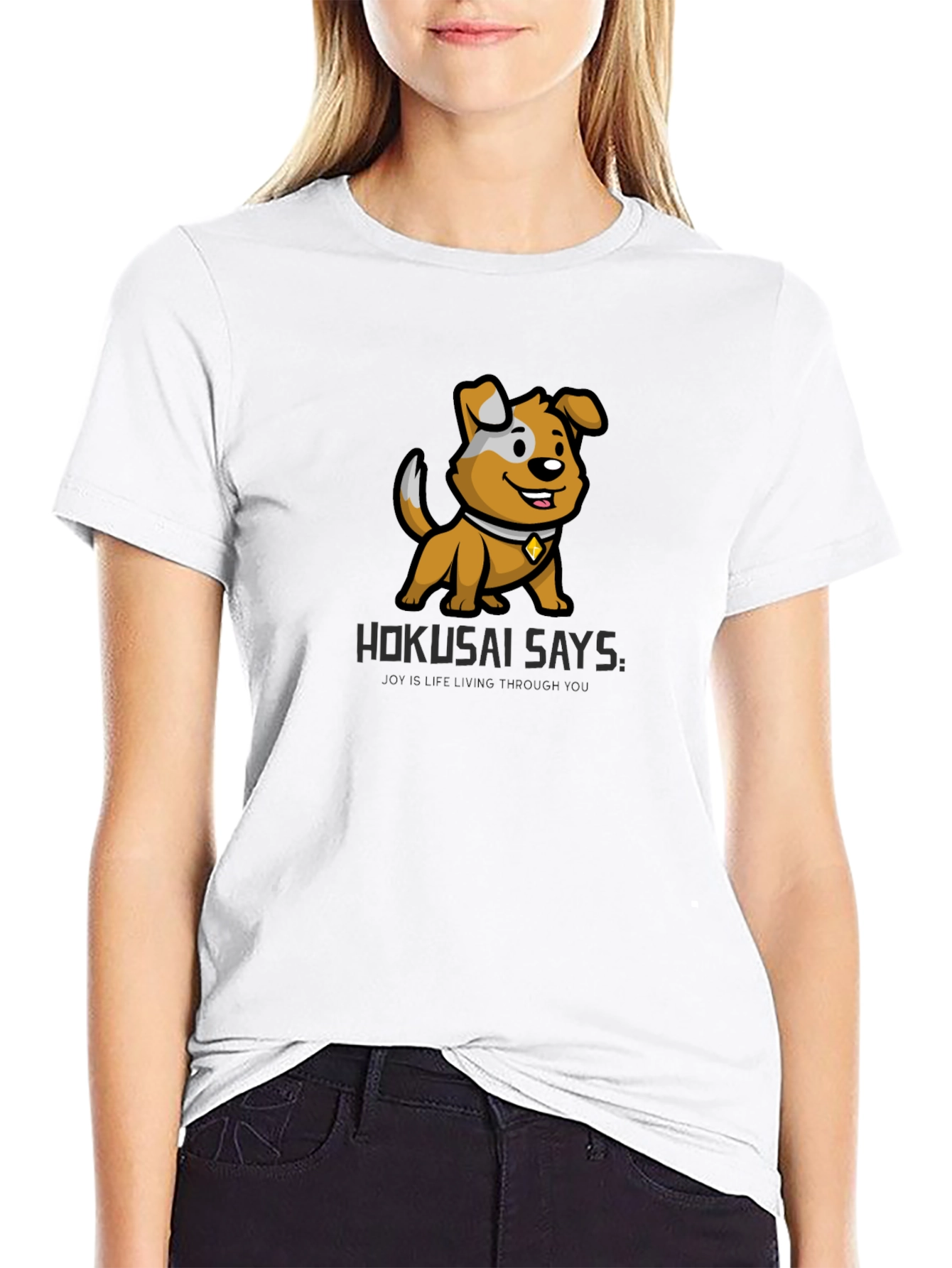 Cartoon Dog Graphic Tee - Hokusai Says Black T-Shirt