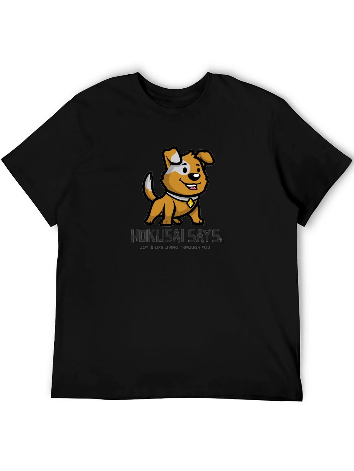 Cartoon Dog Graphic Tee - Hokusai Says Black T-Shirt