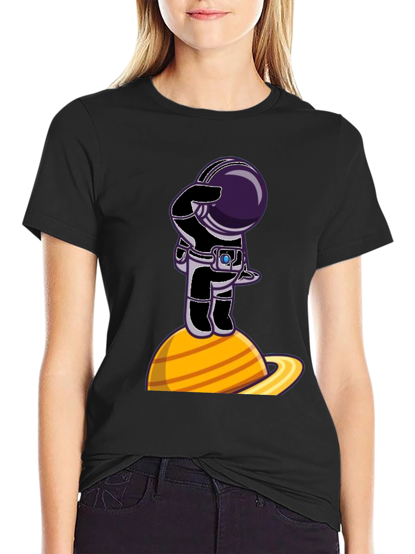 Astronaut on Saturn Graphic T-Shirt - Space Explorer