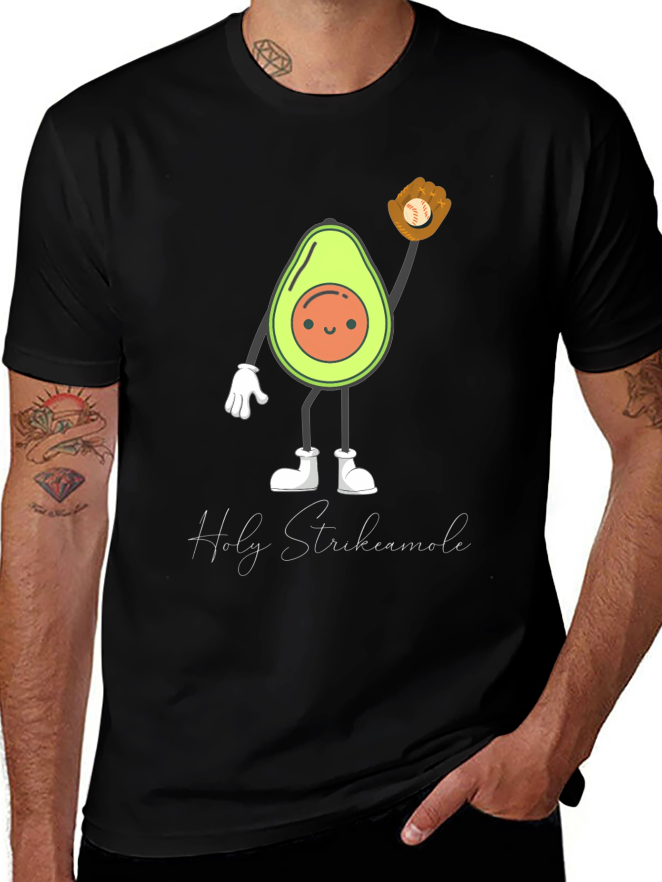 Funny Holy Strikecamole Avocado Baseball Graphic Tee