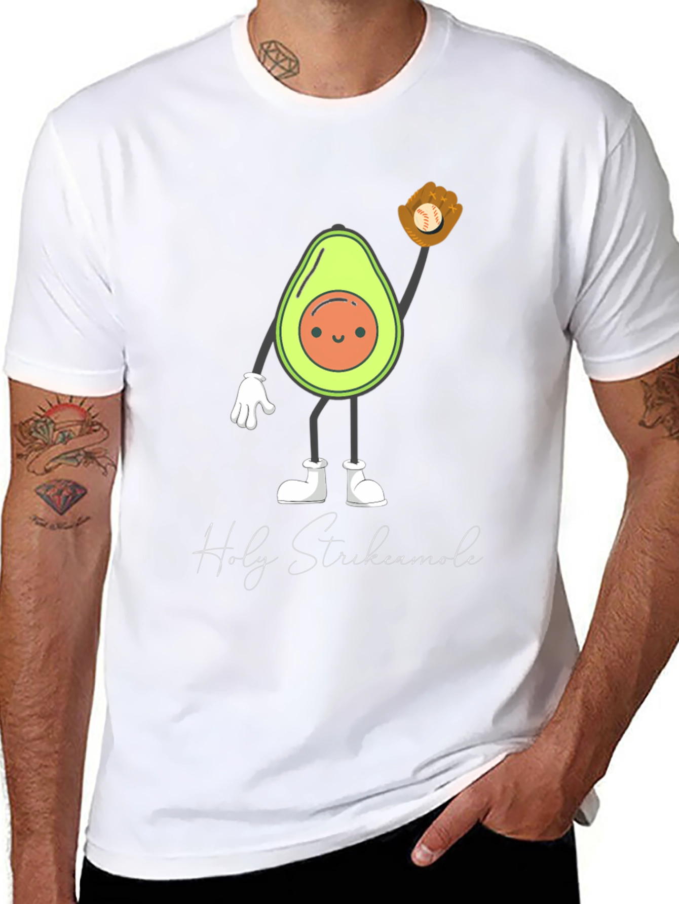 Funny Holy Strikecamole Avocado Baseball Graphic Tee