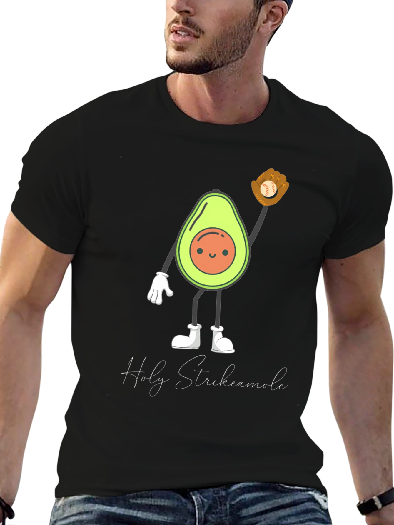 Funny Holy Strikecamole Avocado Baseball Graphic Tee