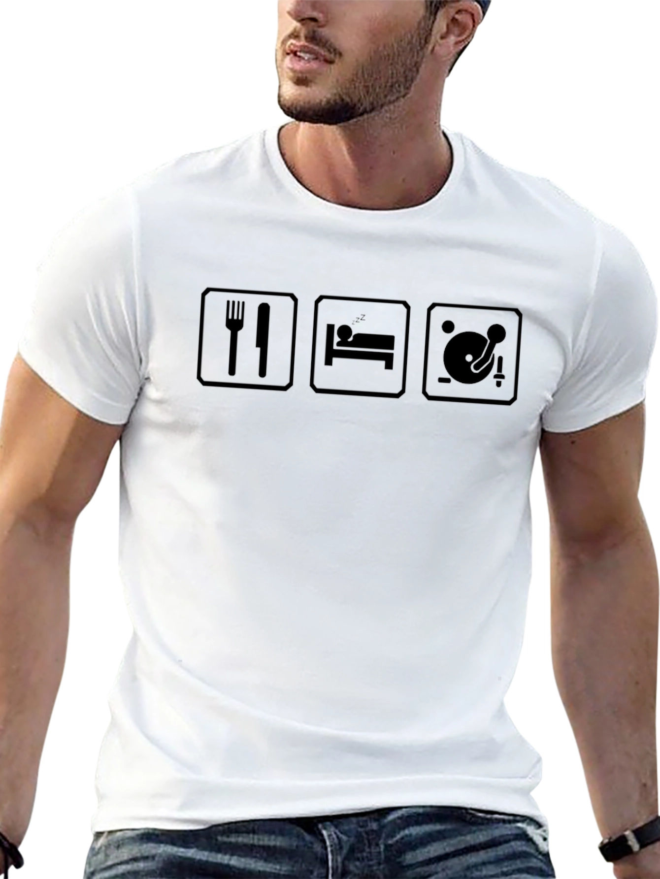 Eat Sleep DJ Black Graphic T-Shirt