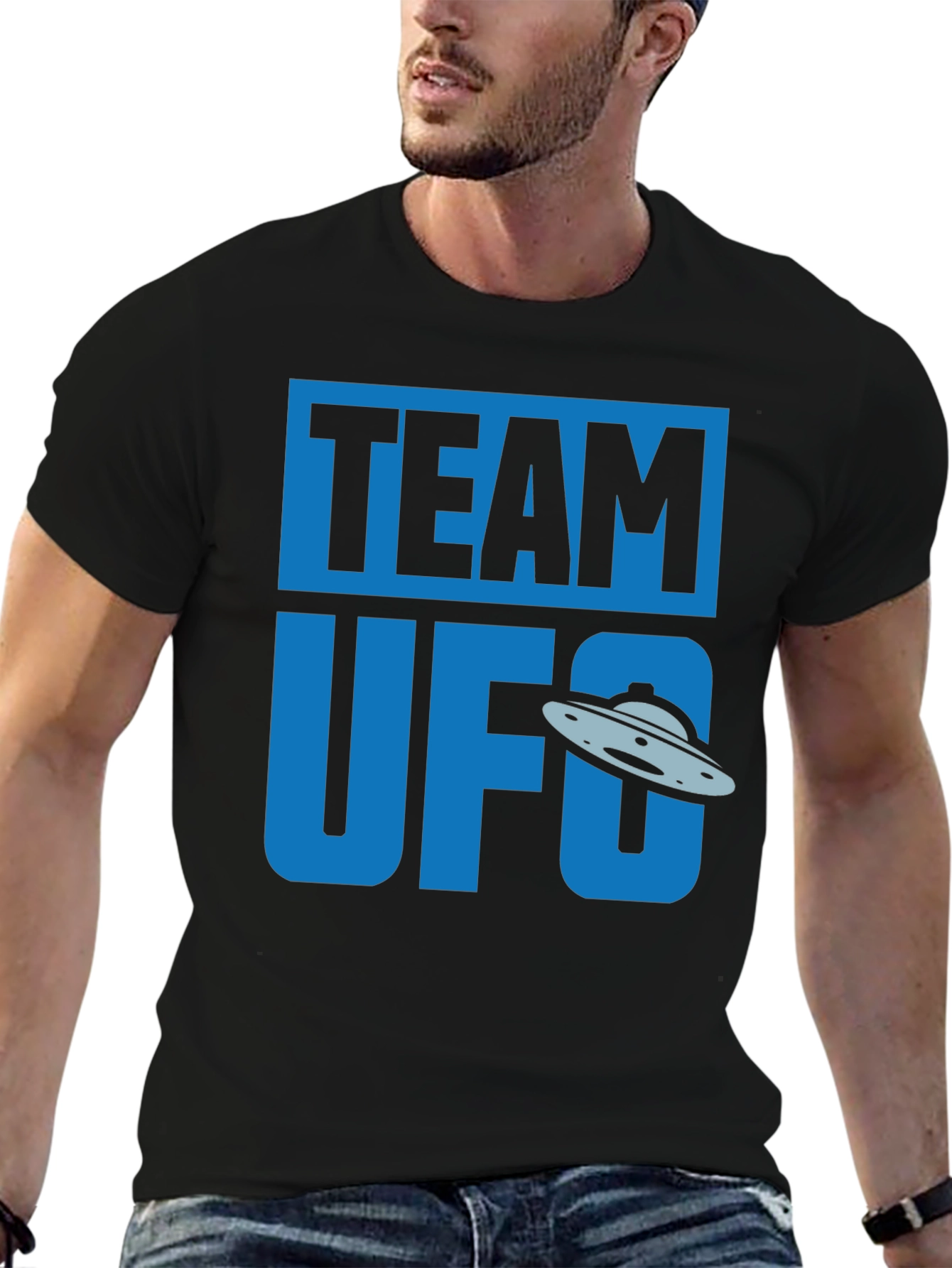 Team UFO Graphic T-Shirt - Black Cotton Tee