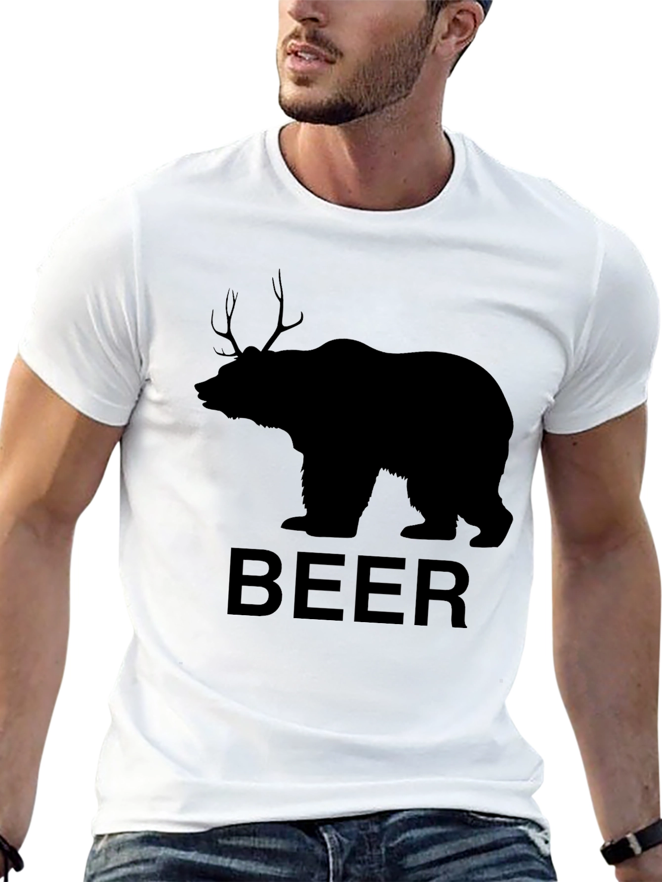 Bear Deer Beer Graphic T-Shirt