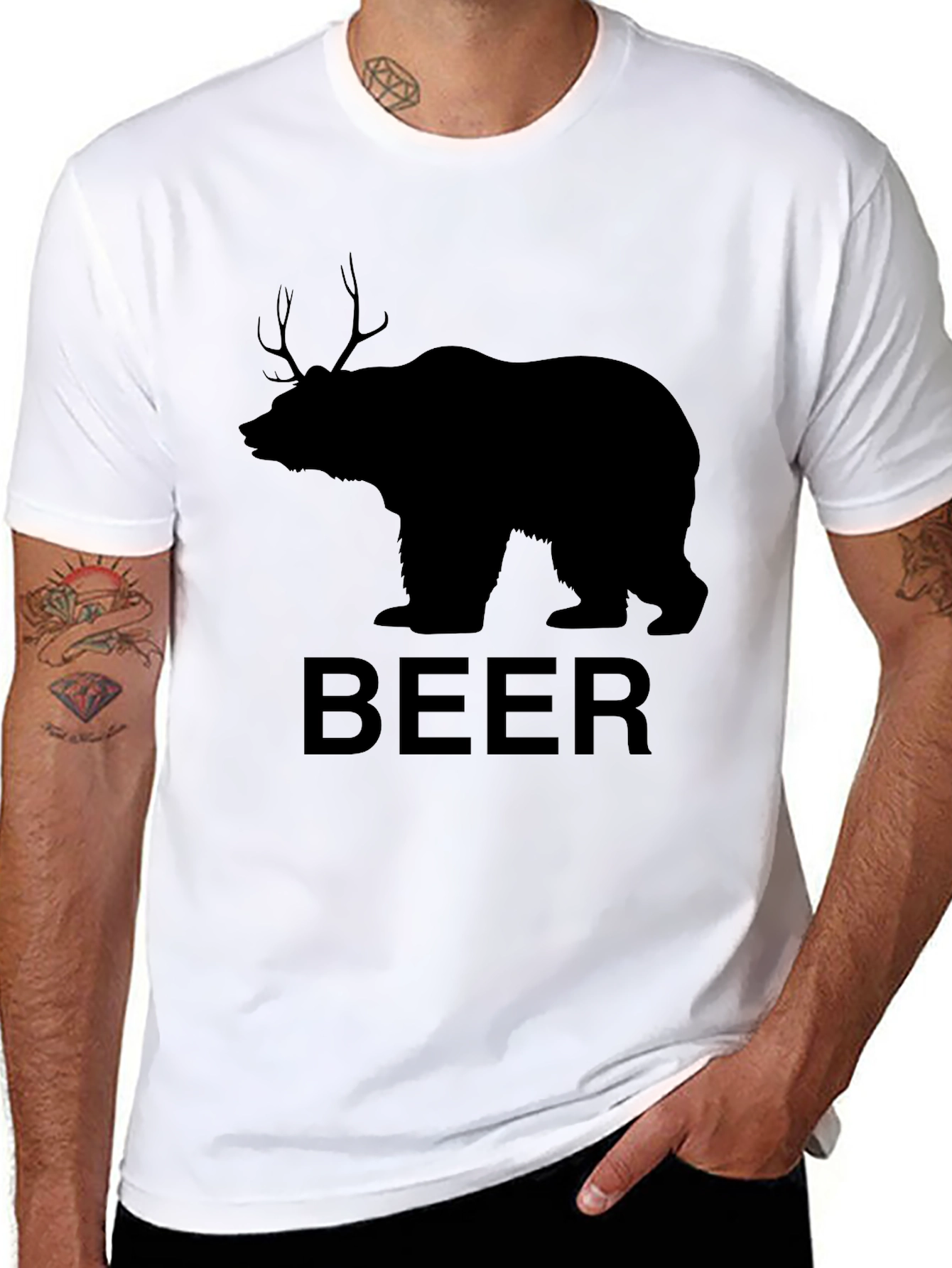 Bear Deer Beer Graphic T-Shirt