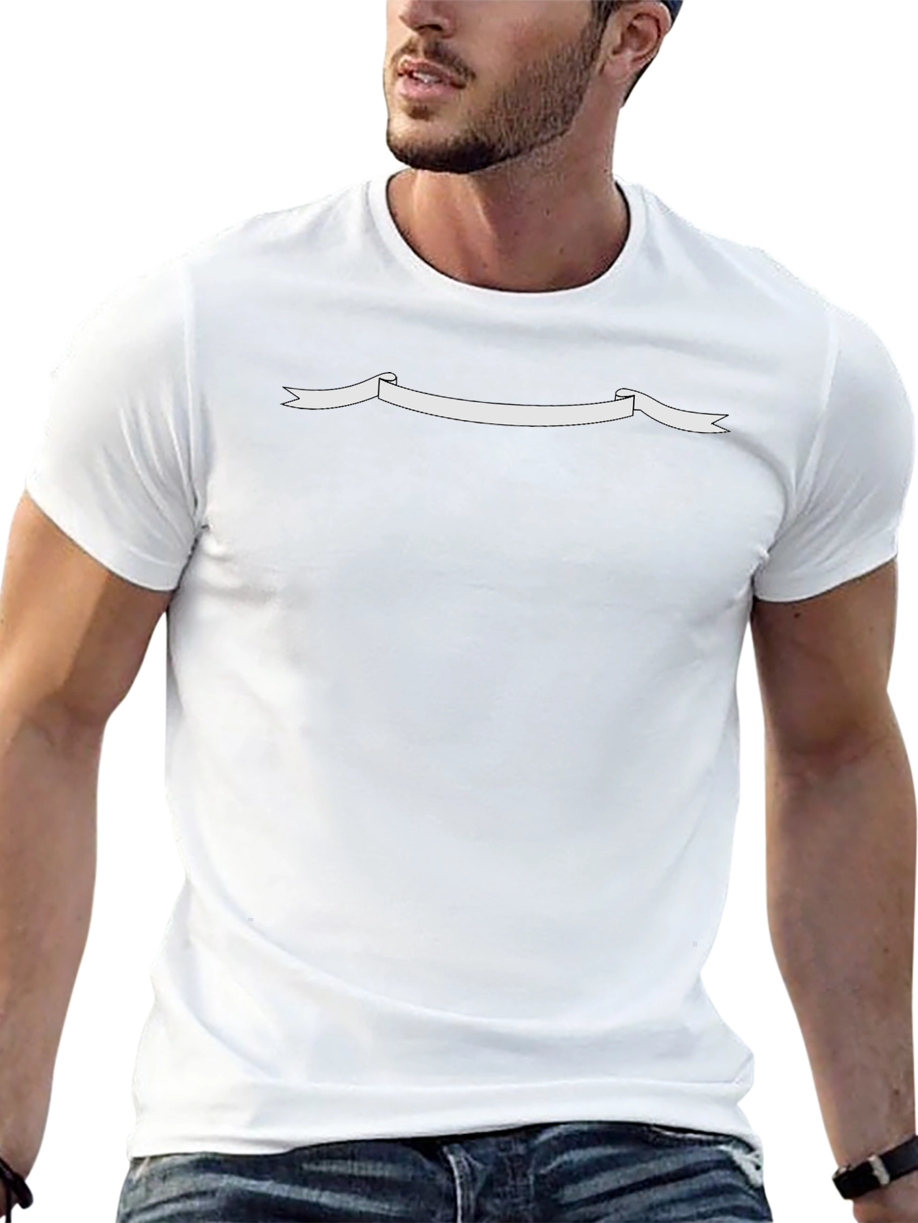 Mens Black T-Shirt with Ribbon Graphic
