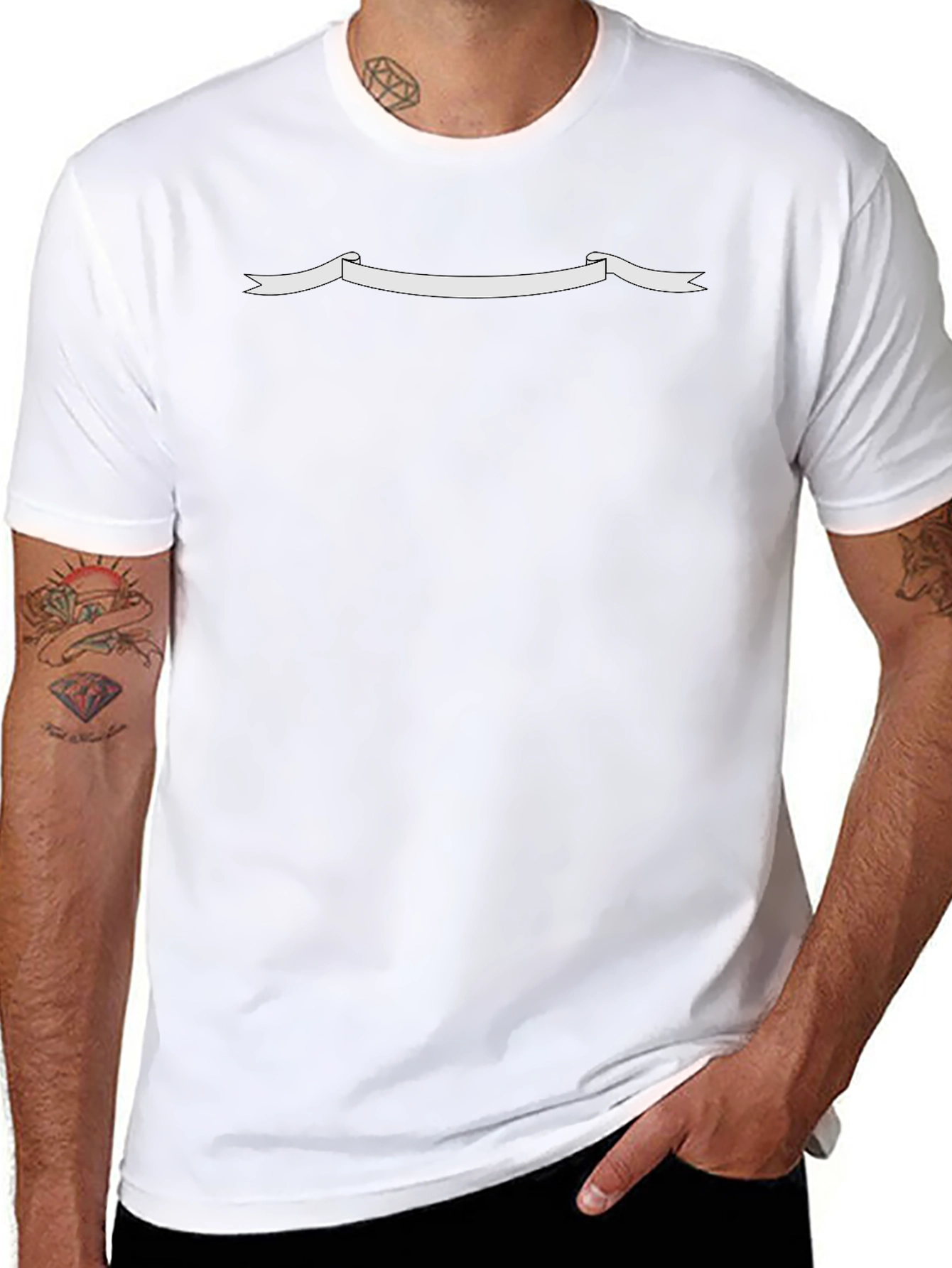 Mens Black T-Shirt with Ribbon Graphic