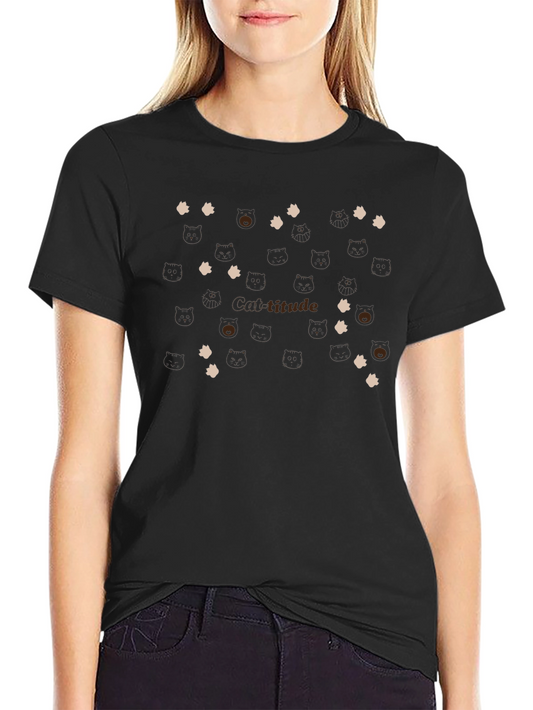 Cat-titude T-Shirt - Playful Cat Paw Design