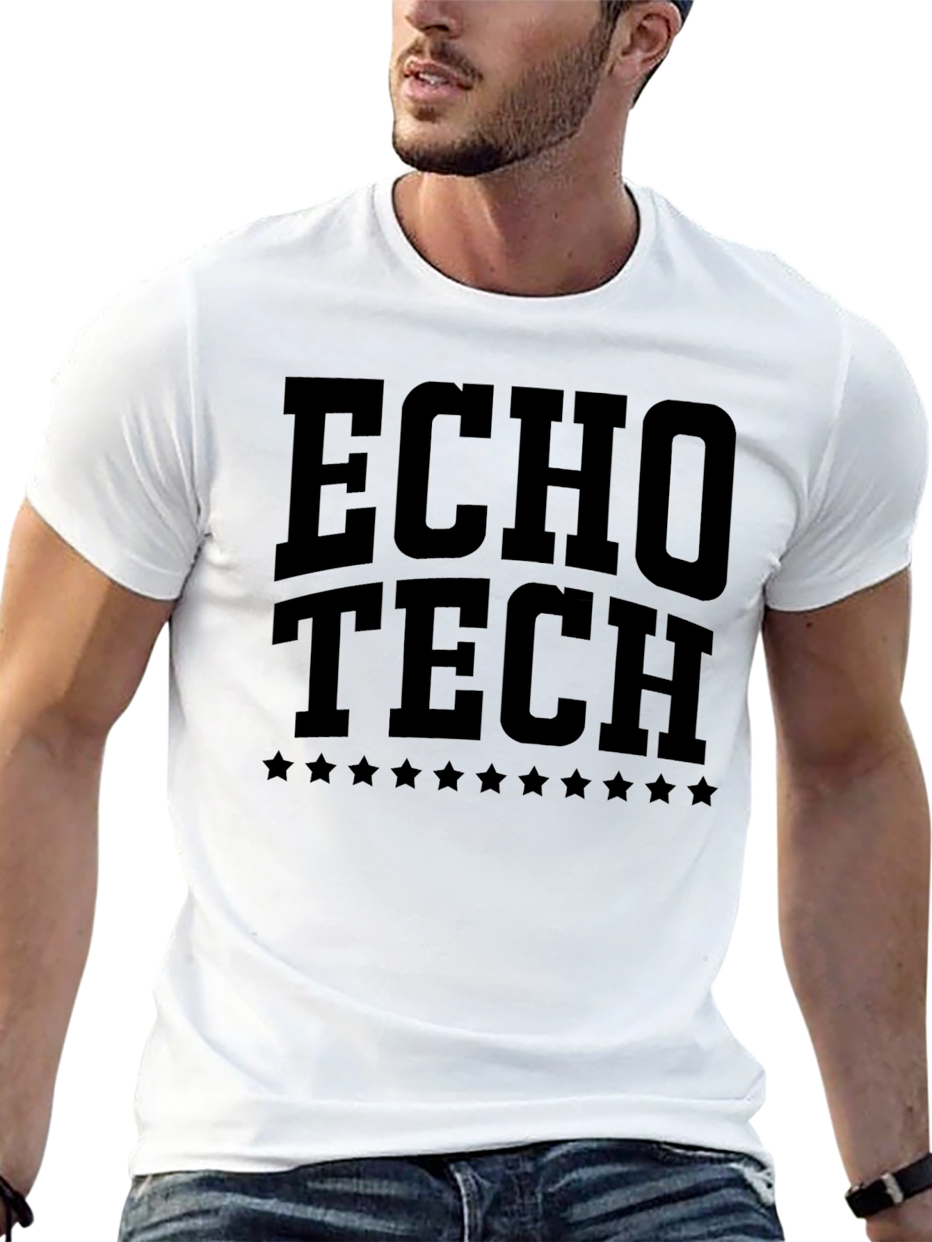 Echo Tech Mens Black Graphic T-Shirt