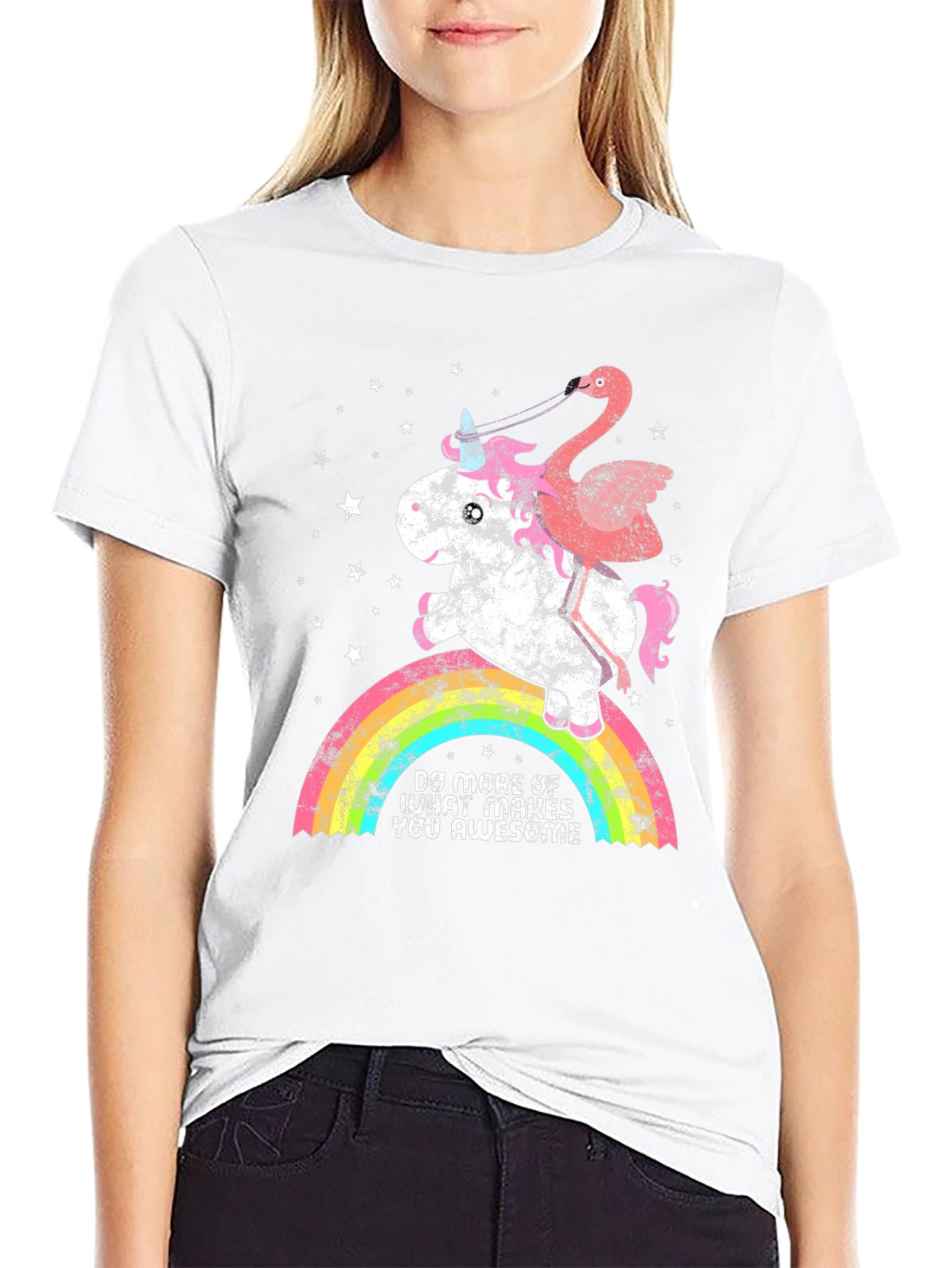 Unicorn & Flamingo Rainbow Graphic Tee