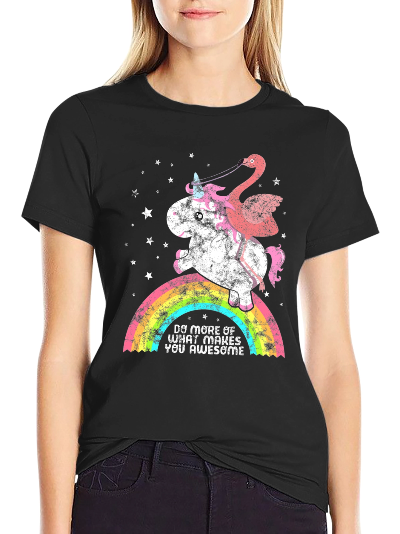 Unicorn & Flamingo Rainbow Graphic Tee