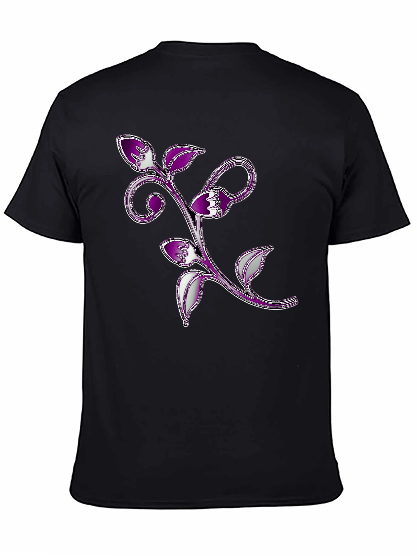 Floral Vine Graphic Tee - Black