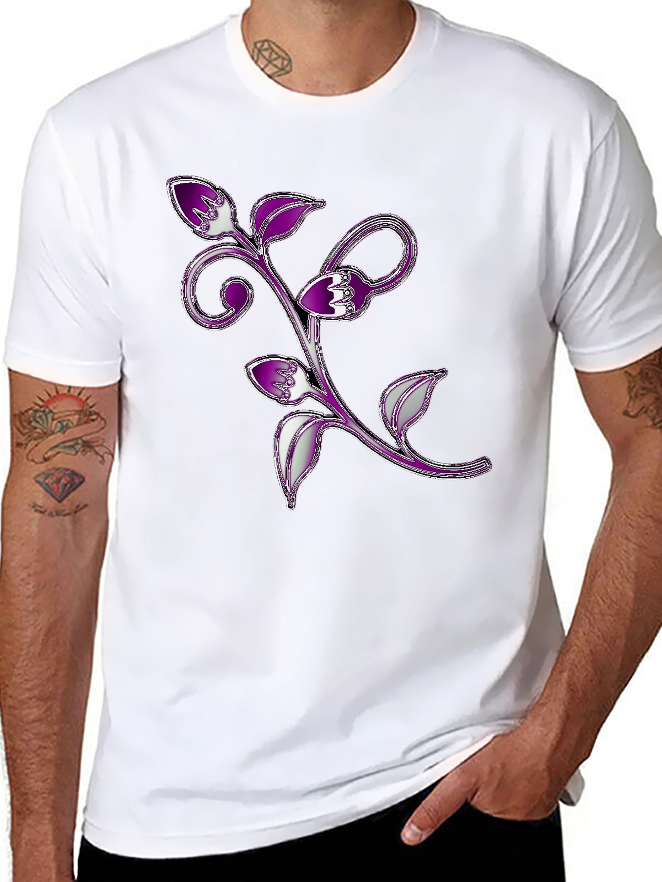 Floral Vine Graphic Tee - Black