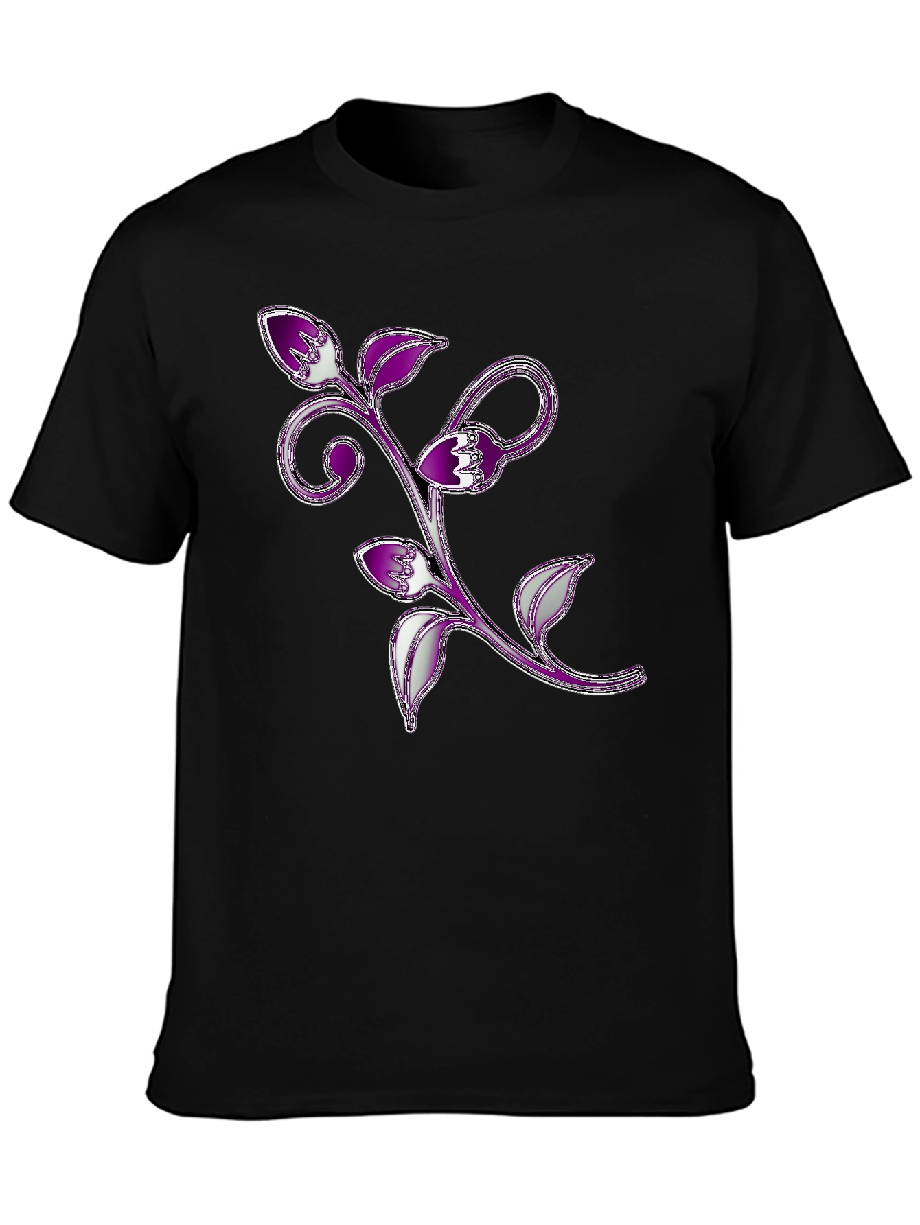 Floral Vine Graphic Tee - Black