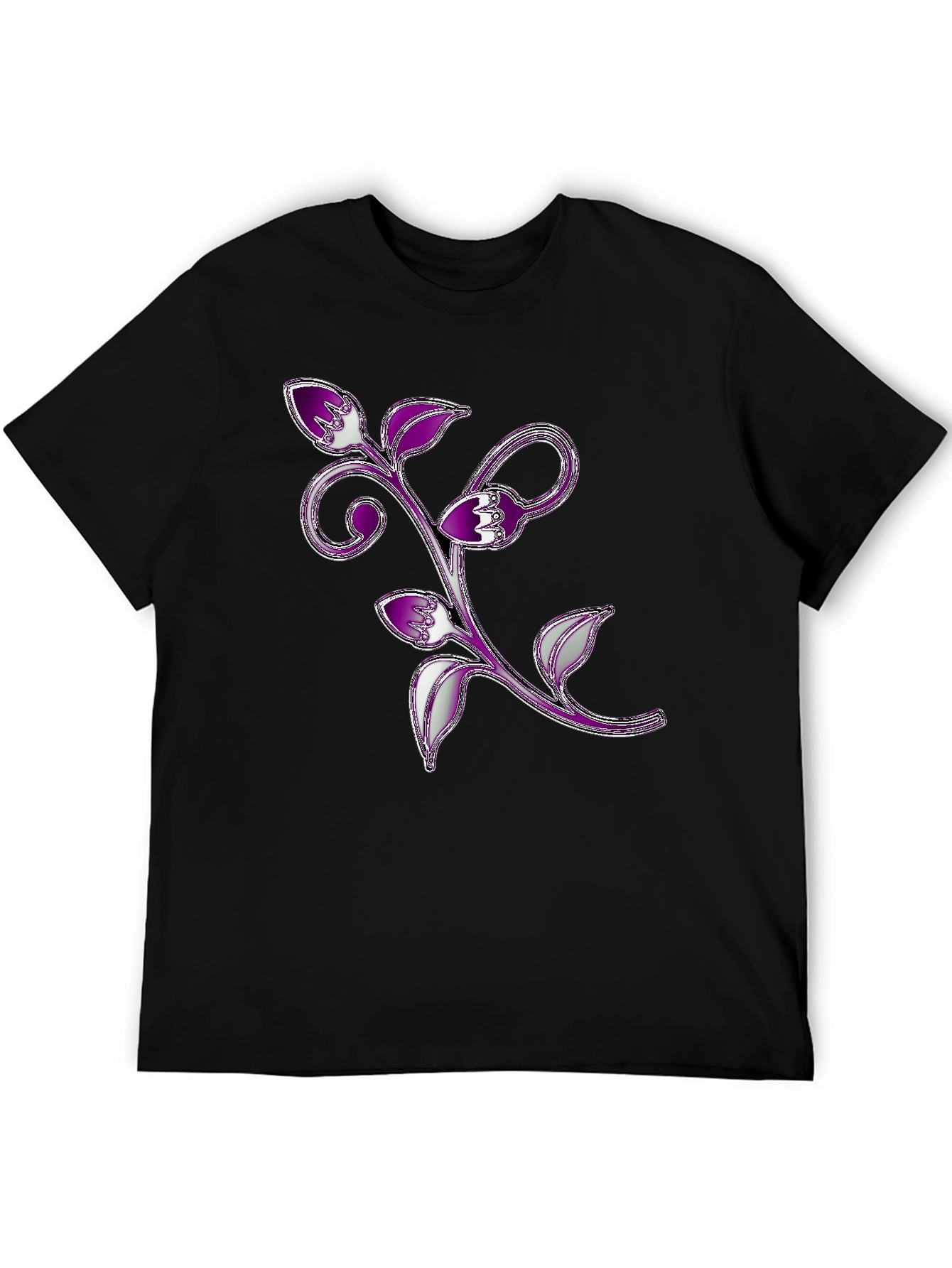 Floral Vine Graphic Tee - Black