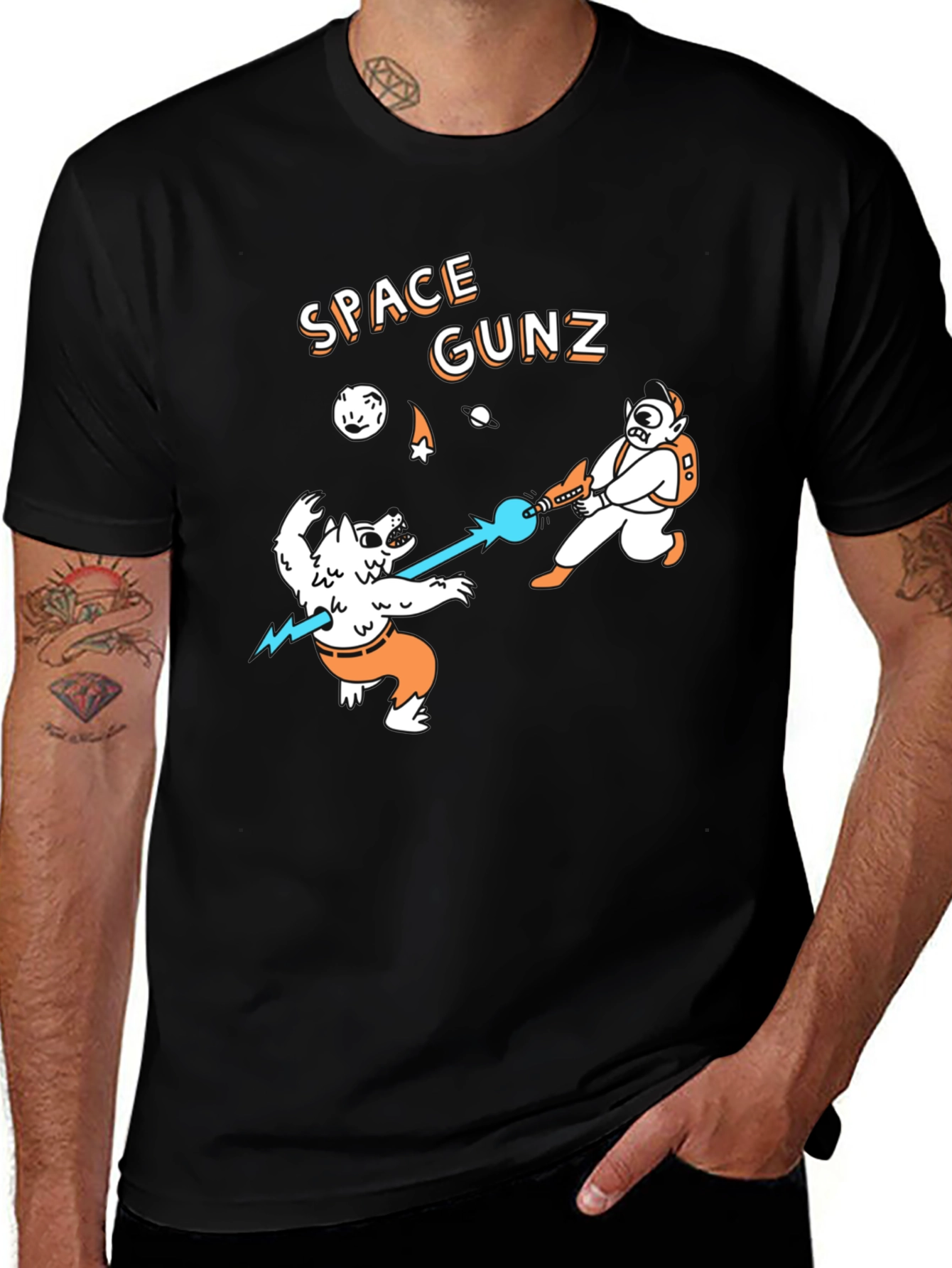 Space Gunz Graphic Tee - Unique Design Black T-Shirt