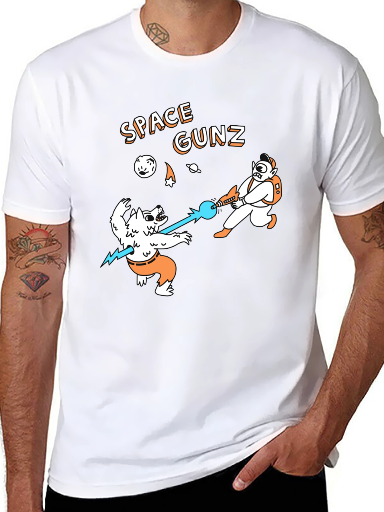 Space Gunz Graphic Tee - Unique Design Black T-Shirt