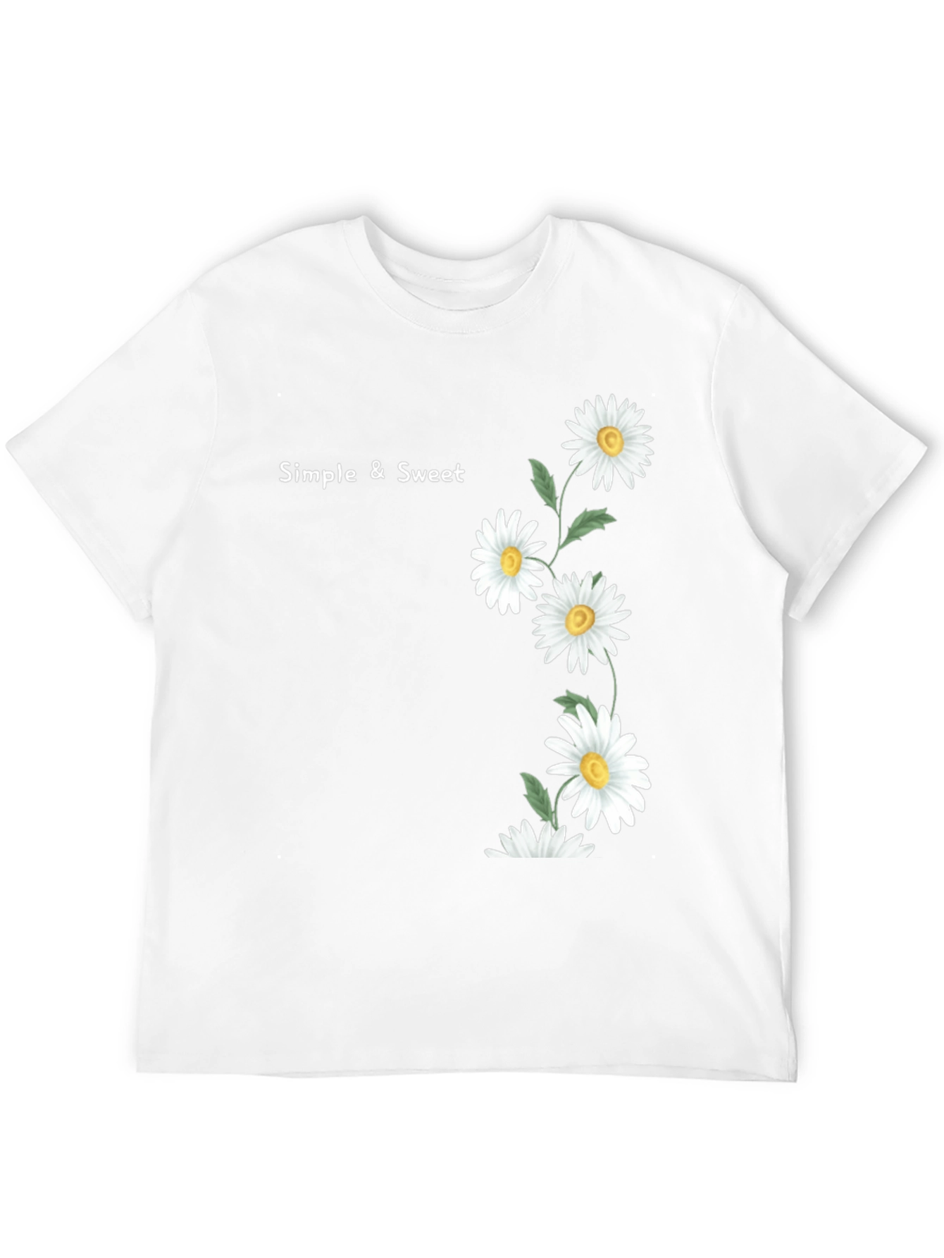Simple & Sweet Daisy Graphic Black T-Shirt