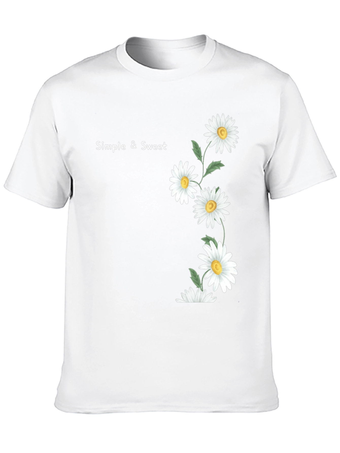 Simple & Sweet Daisy Graphic Black T-Shirt