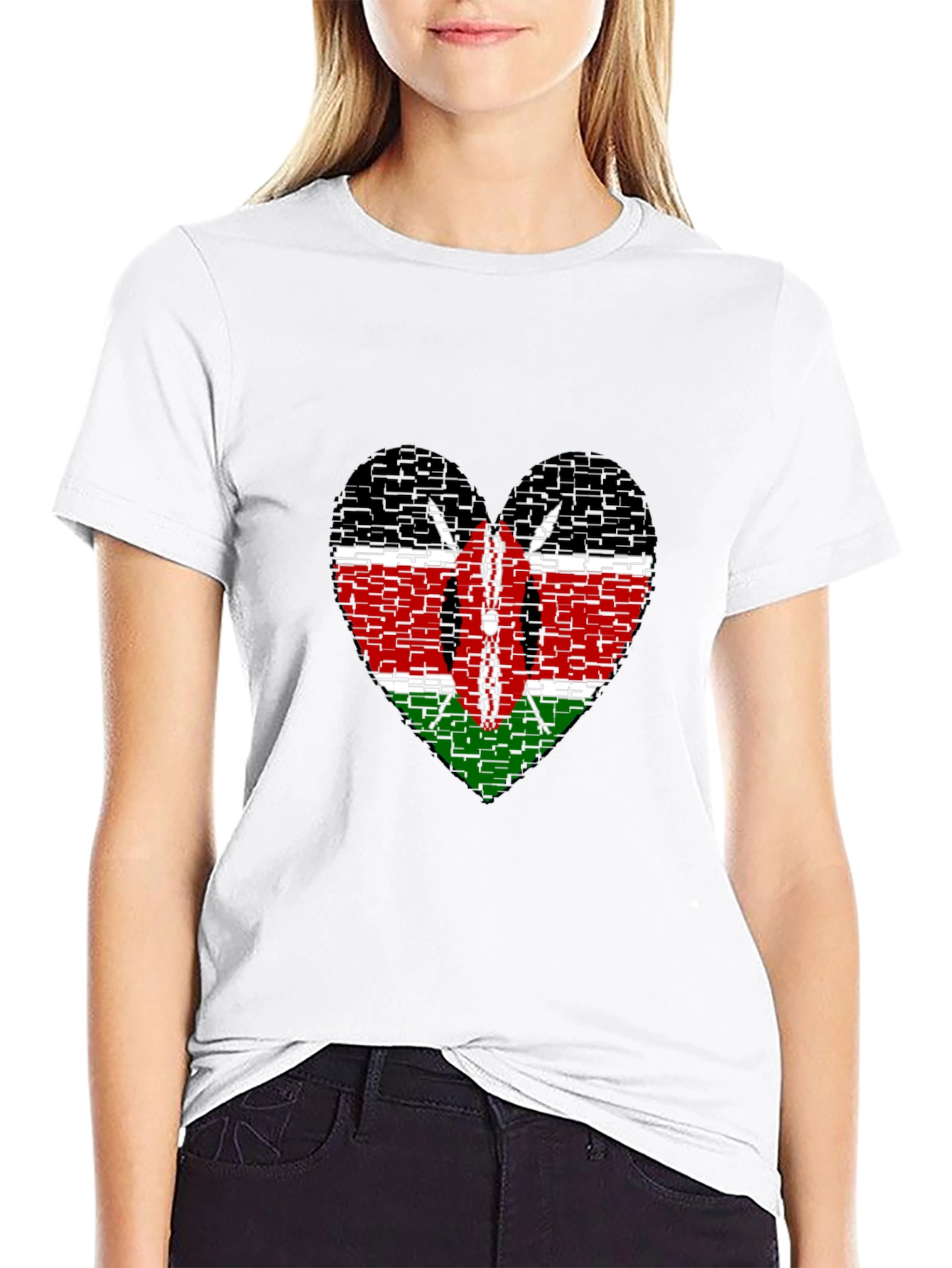 Kenya Flag Heart T-Shirt - Show Your Pride!