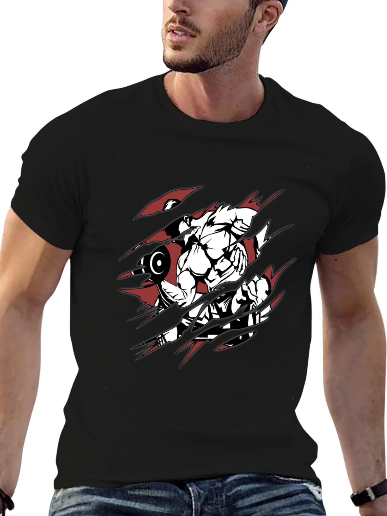 Gym Beast Mode Graphic Tee - Black Cotton
