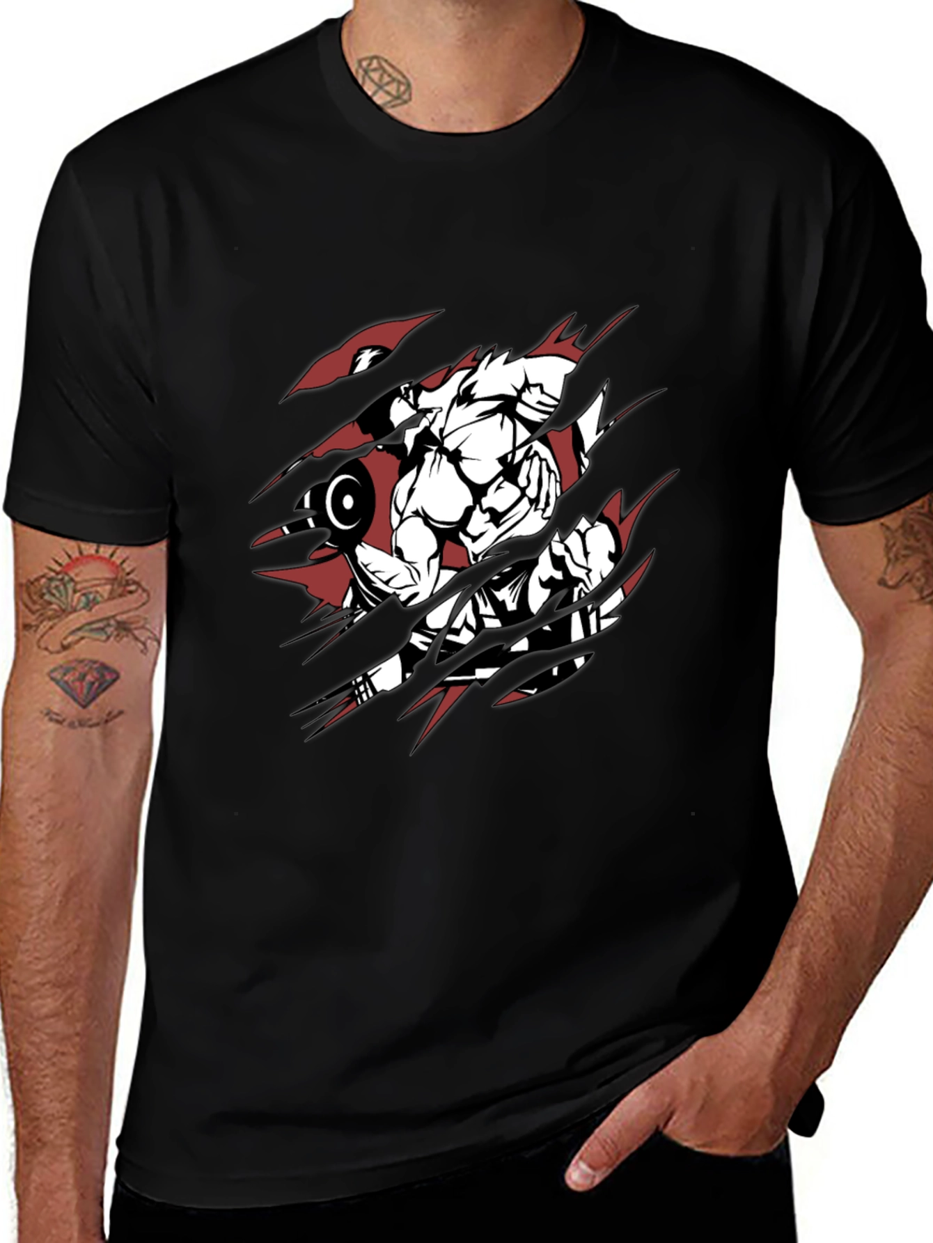 Gym Beast Mode Graphic Tee - Black Cotton