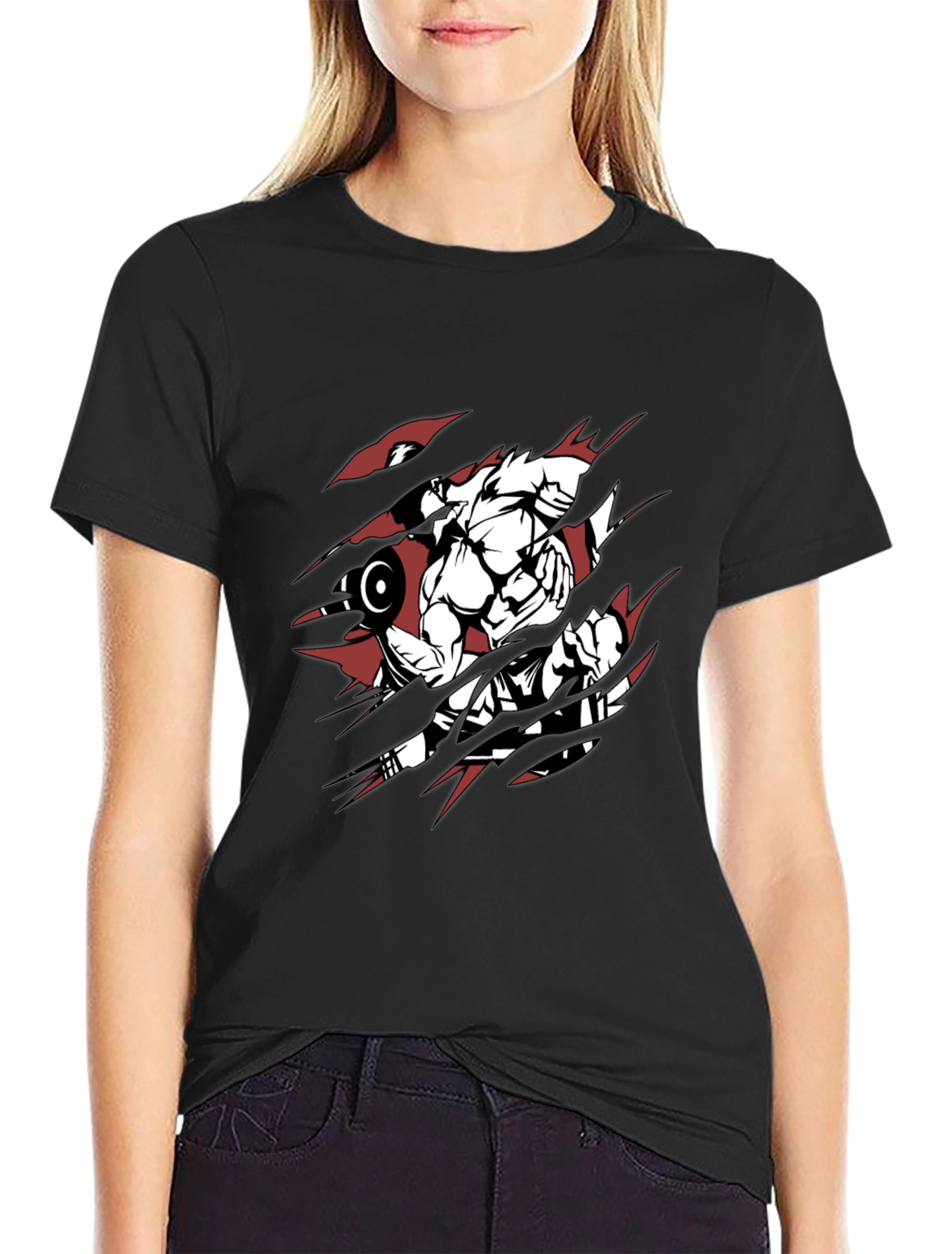 Gym Beast Mode Graphic Tee - Black Cotton