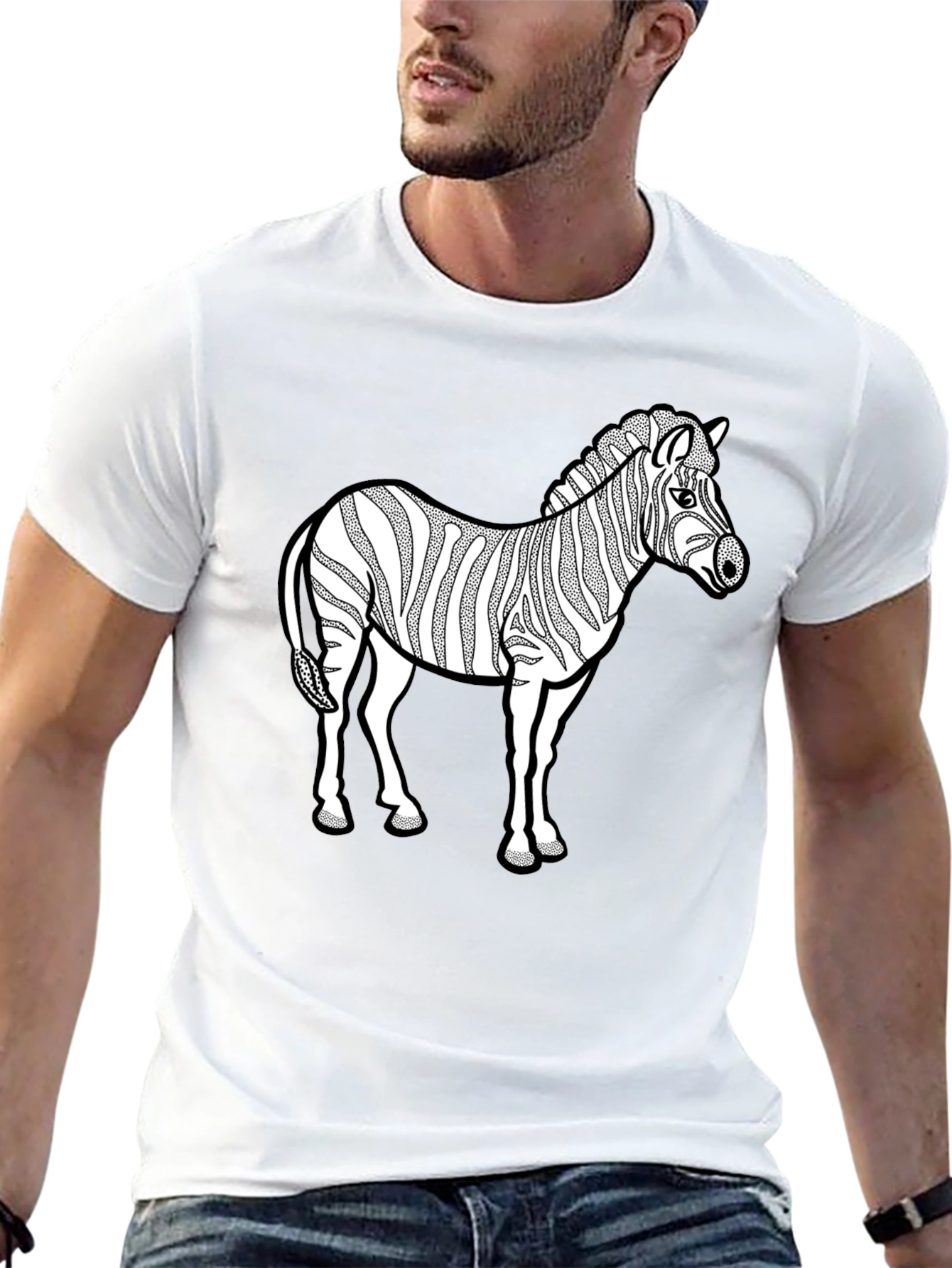 Zebra Graphic Print T-Shirt - Black