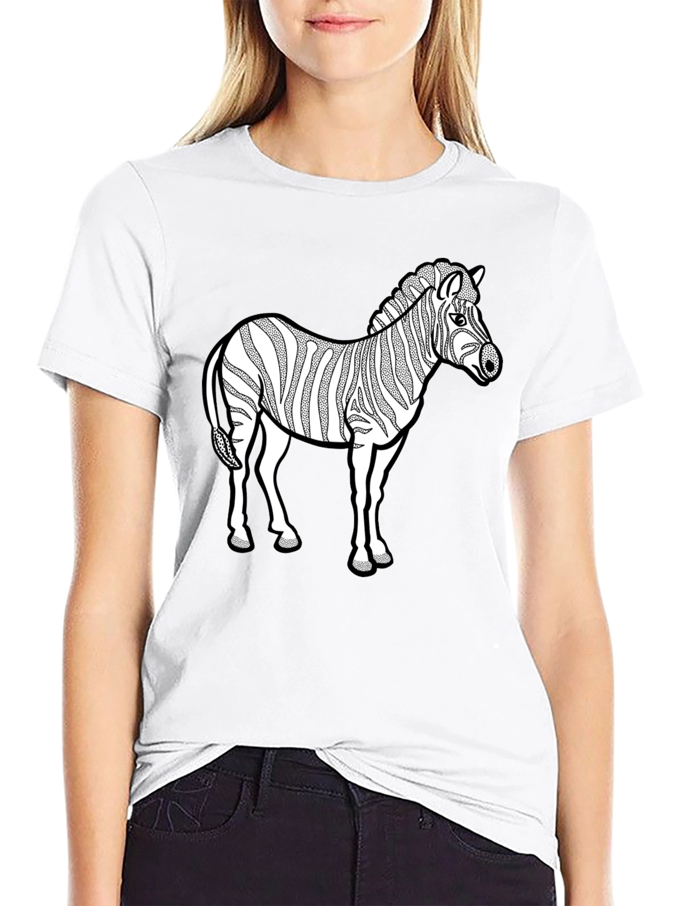 Zebra Graphic Print T-Shirt - Black