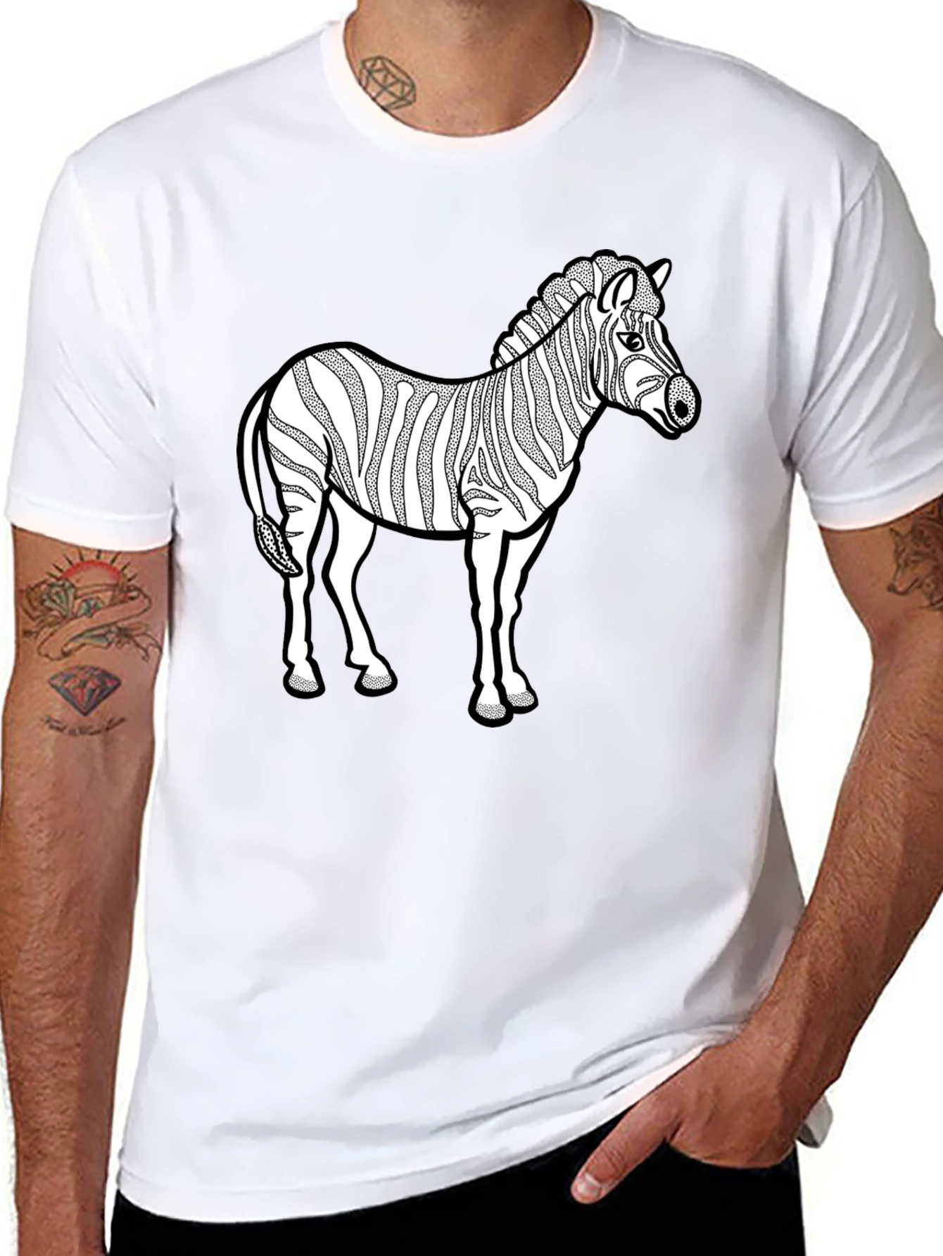 Zebra Graphic Print T-Shirt - Black
