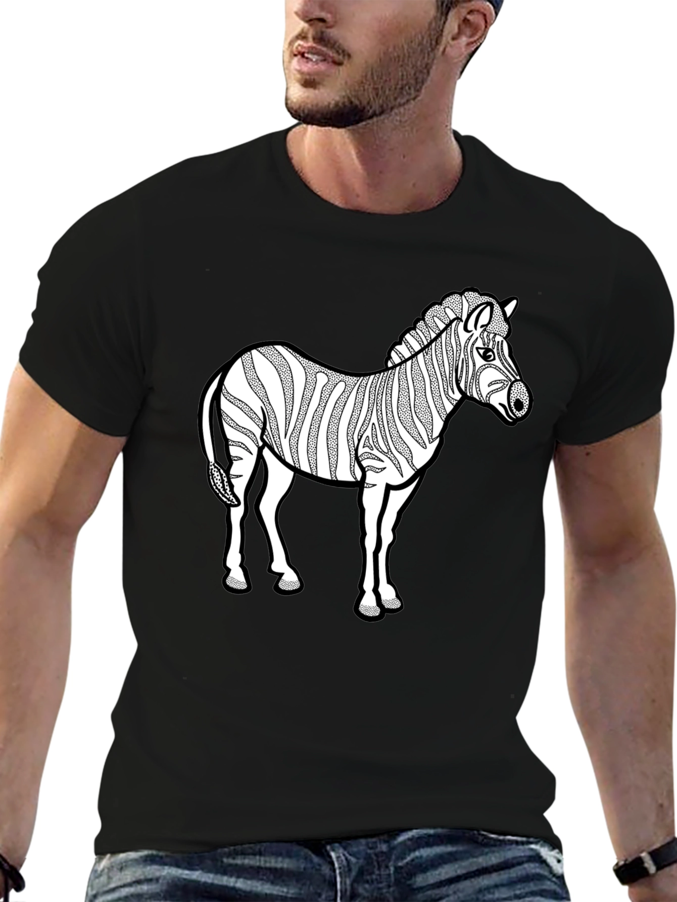 Zebra Graphic Print T-Shirt - Black