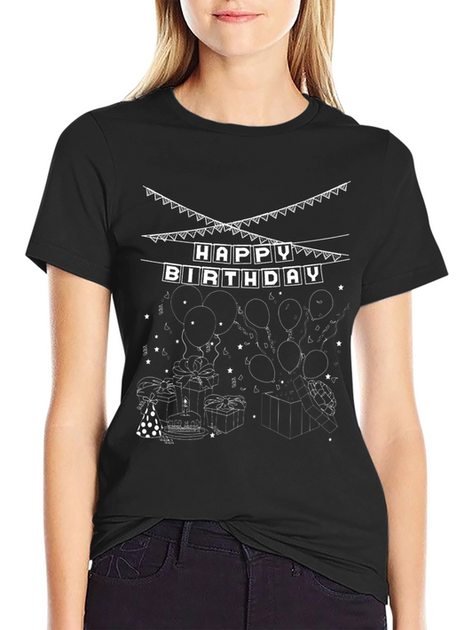Happy Birthday Graphic Print T-Shirt