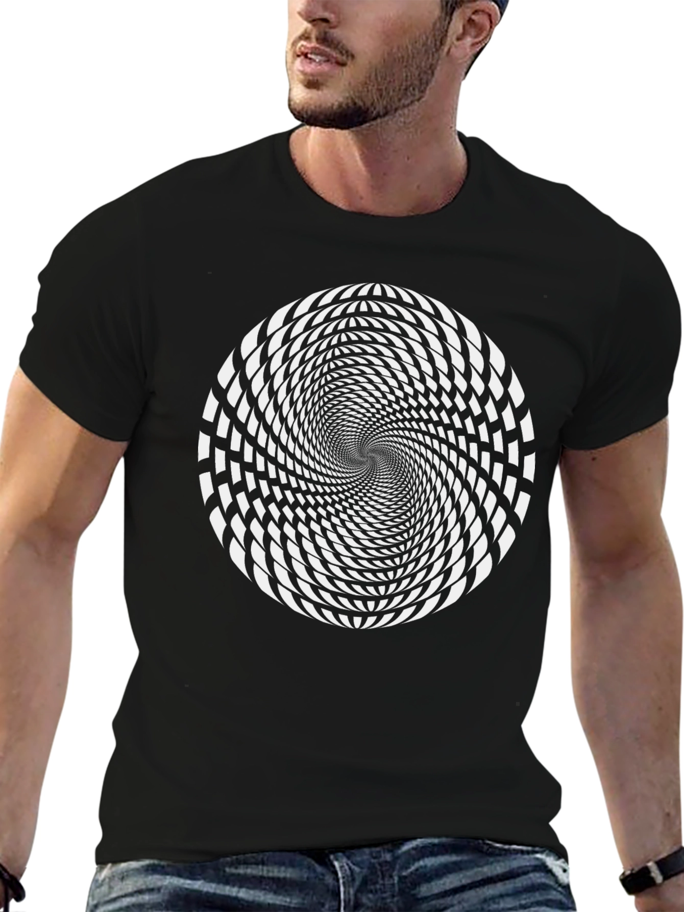 Optical Illusion Graphic Tee - Black