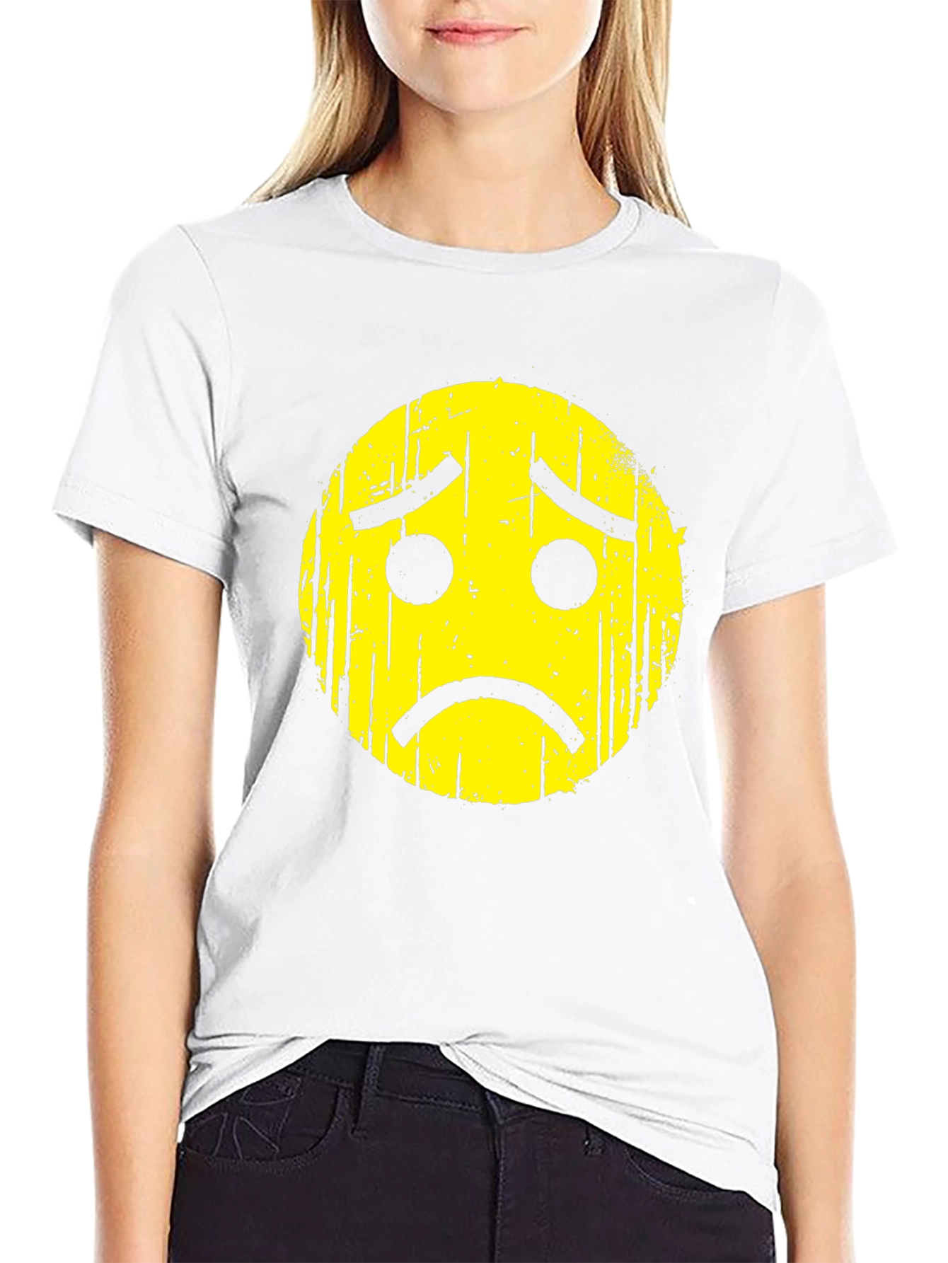 Sad Face Graphic T-Shirt - Mens Black Tee