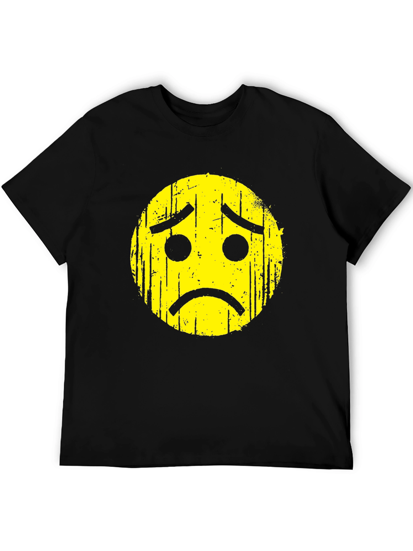 Sad Face Graphic T-Shirt - Mens Black Tee