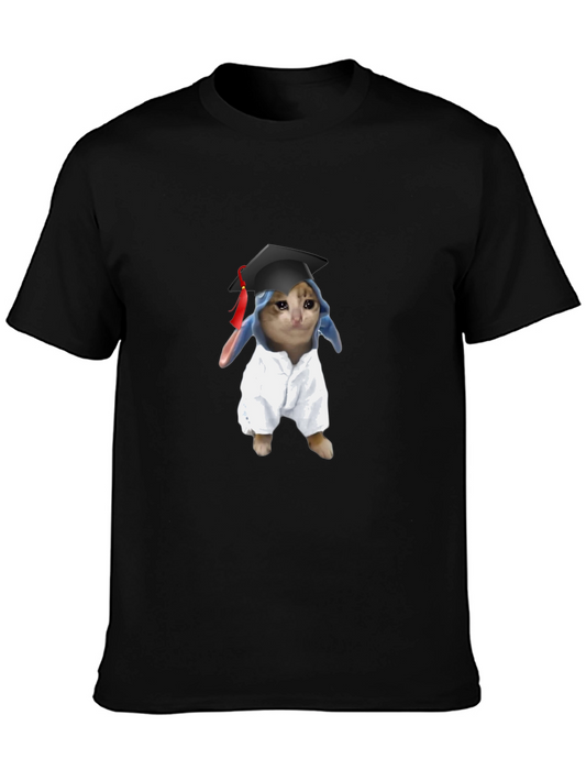 Funny Graduate Cat Graphic T-Shirt
