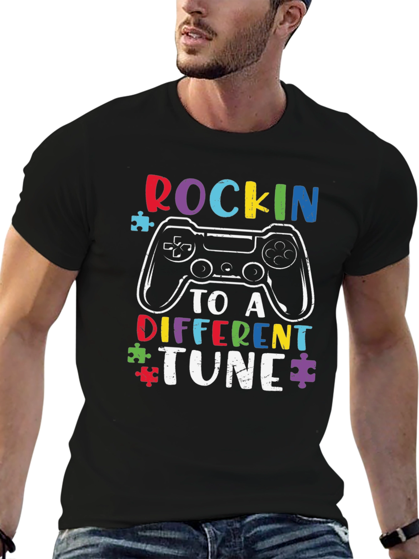 Rockin to a Different Tune Autism Gaming T-Shirt