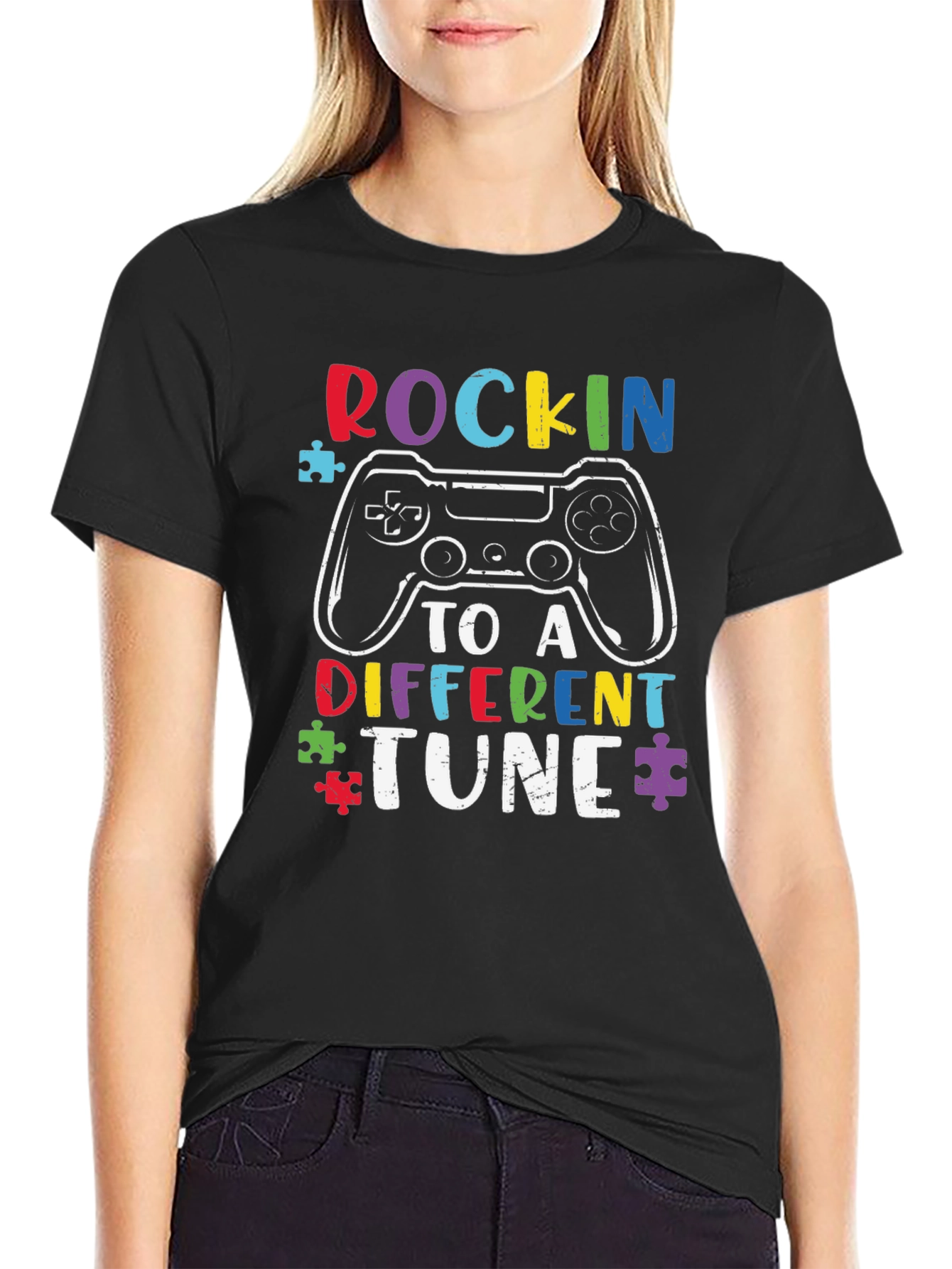 Rockin to a Different Tune Autism Gaming T-Shirt