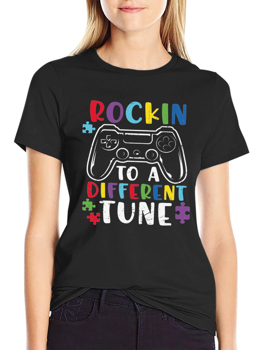 Rockin to a Different Tune Autism Gaming T-Shirt