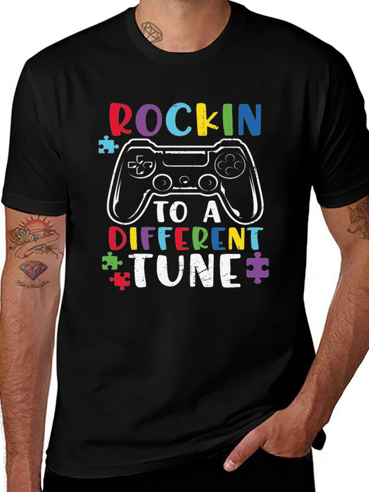 Rockin to a Different Tune Autism Gaming T-Shirt