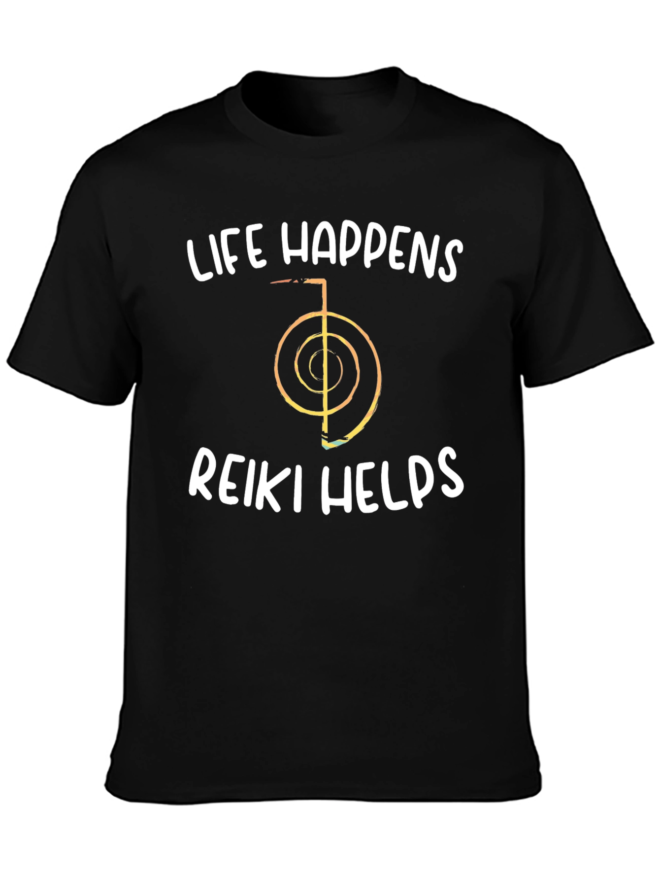 Life Happens Reiki Helps Black Graphic Tee