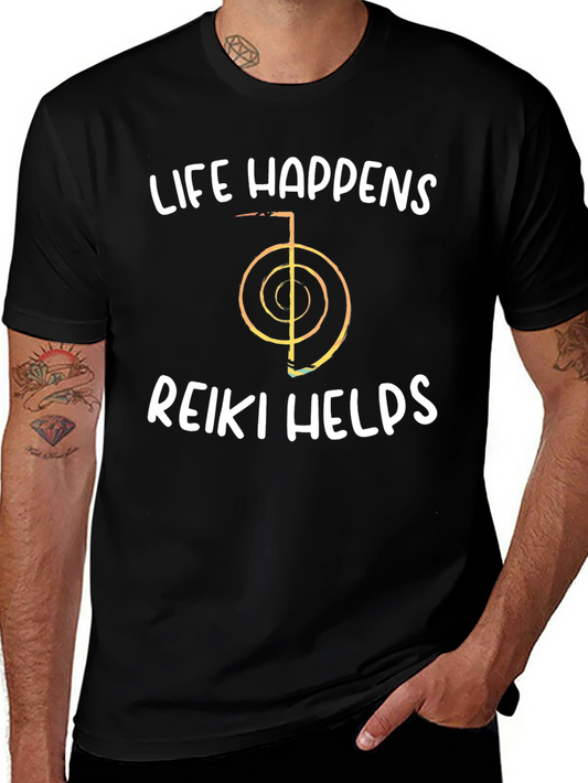 Life Happens Reiki Helps Black Graphic Tee