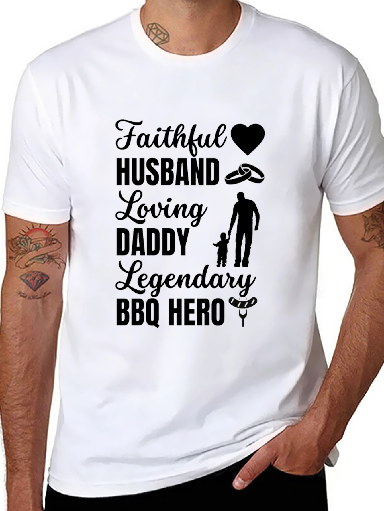 Faithful Husband Loving Daddy BBQ Hero Graphic Tee