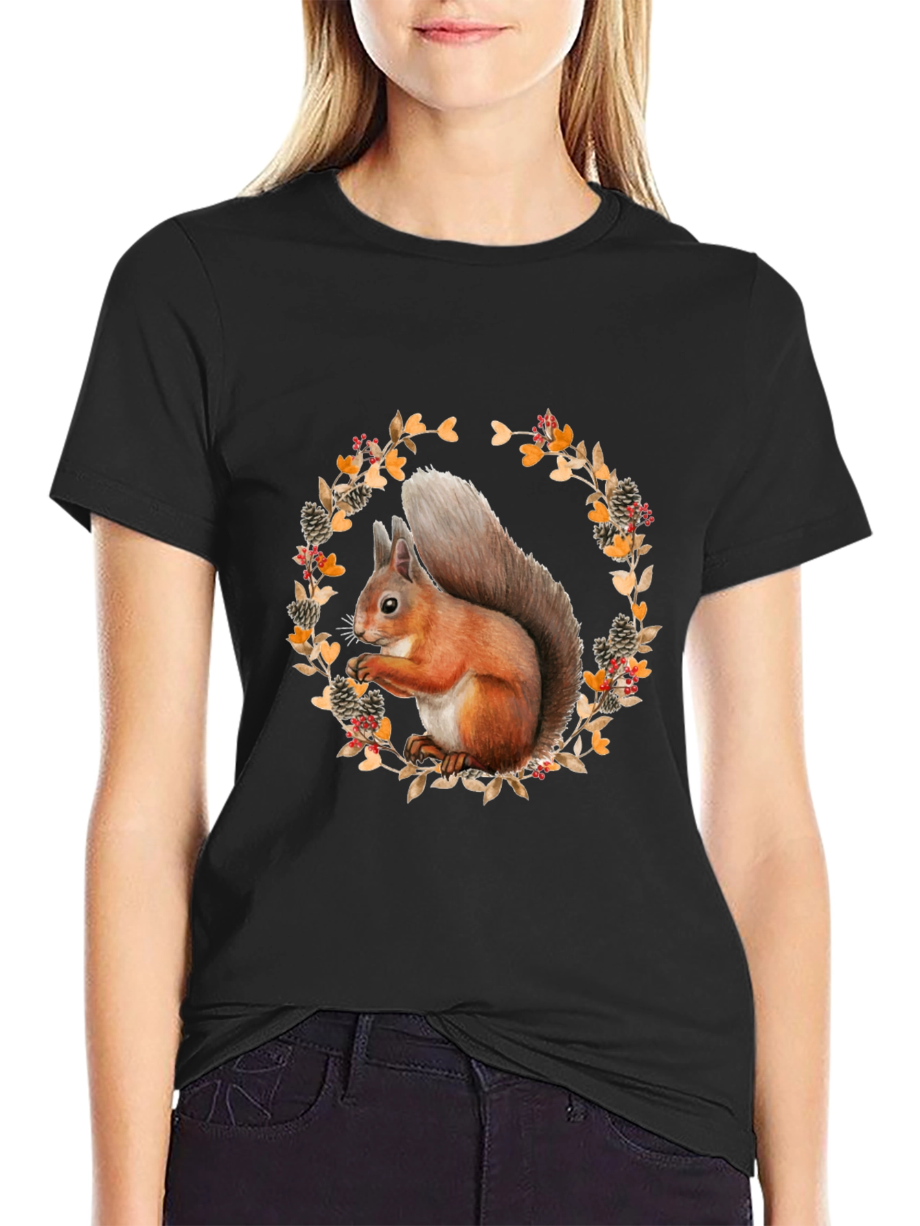 Squirrel Wreath Graphic T-Shirt - Unisex Style