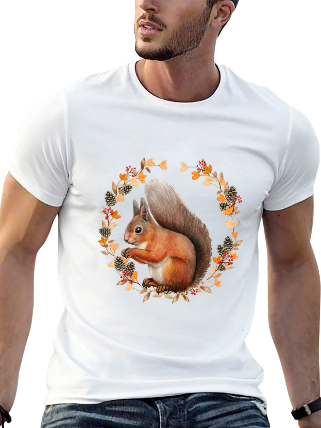Squirrel Wreath Graphic T-Shirt - Unisex Style