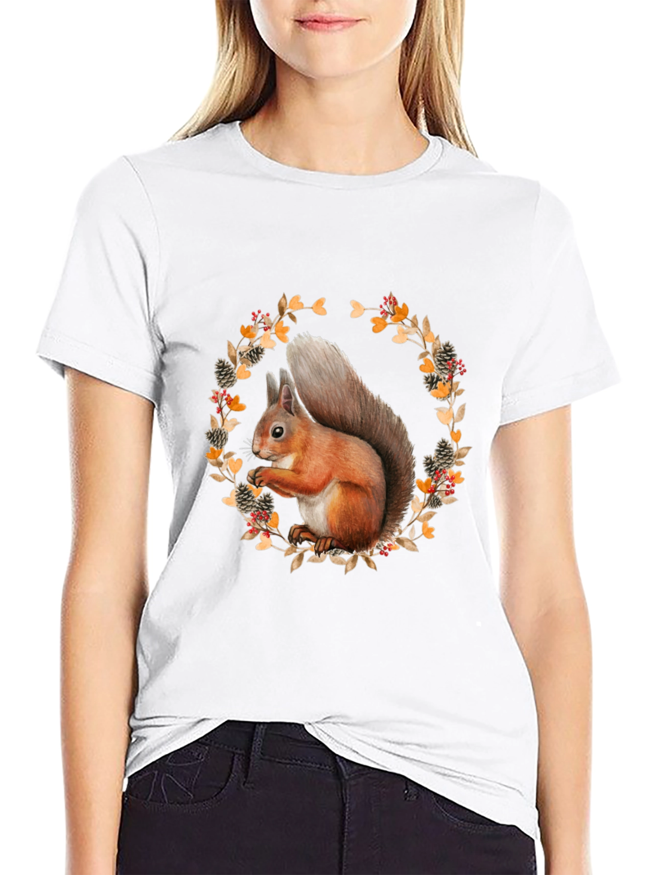 Squirrel Wreath Graphic T-Shirt - Unisex Style