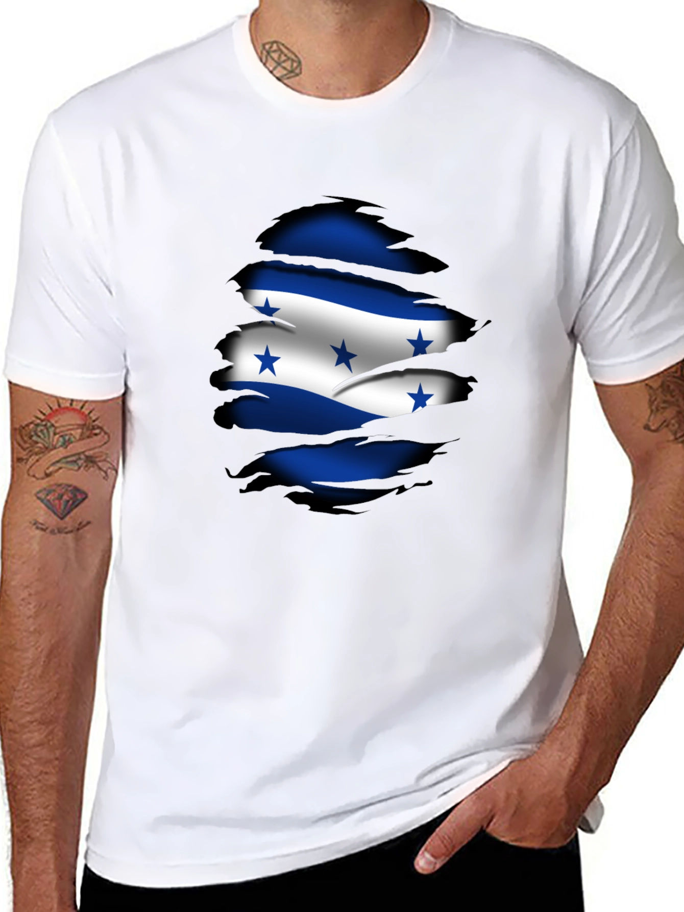 Honduras Flag Ripped T-Shirt - Country Pride