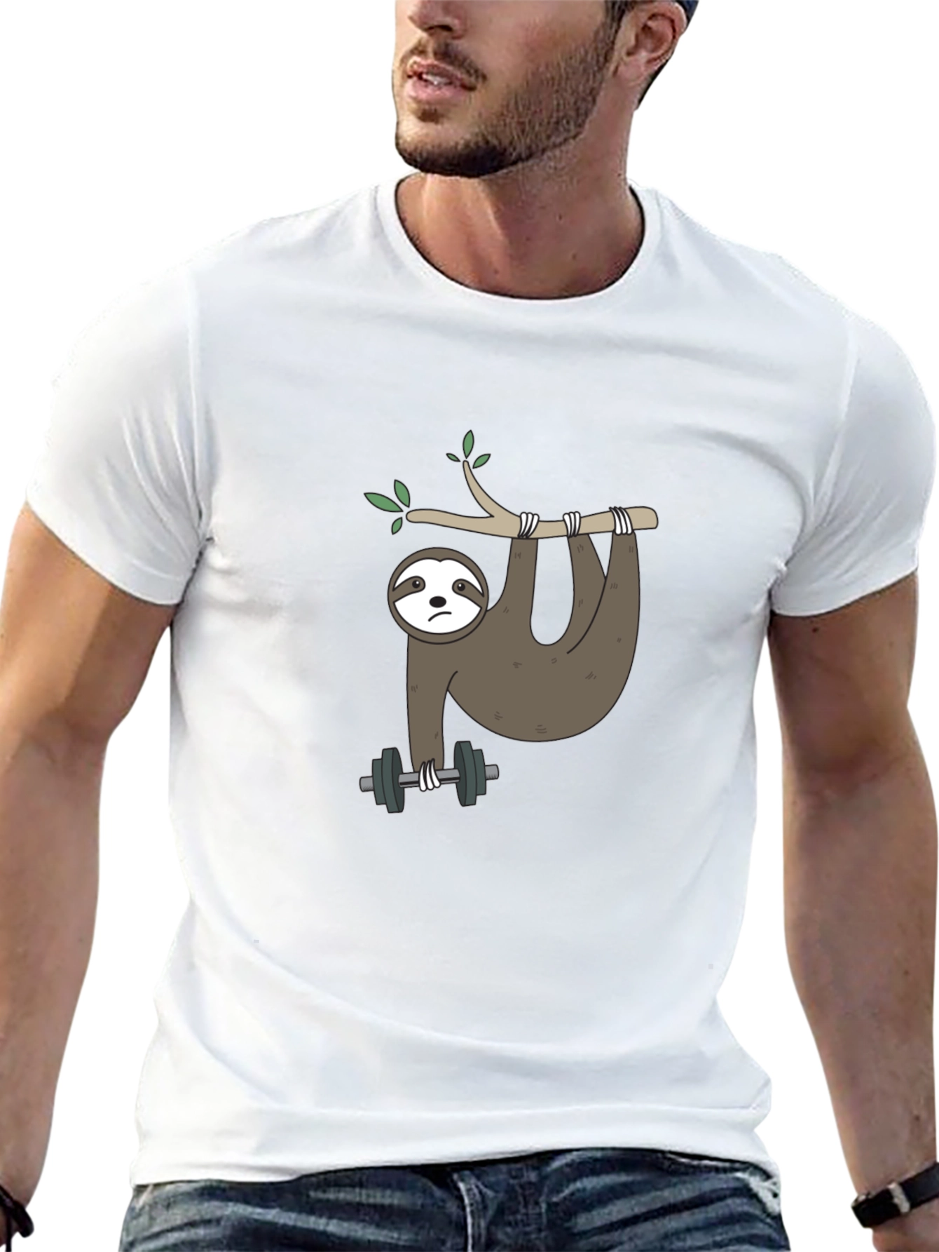 Sloth Lifting Weights Graphic Tee