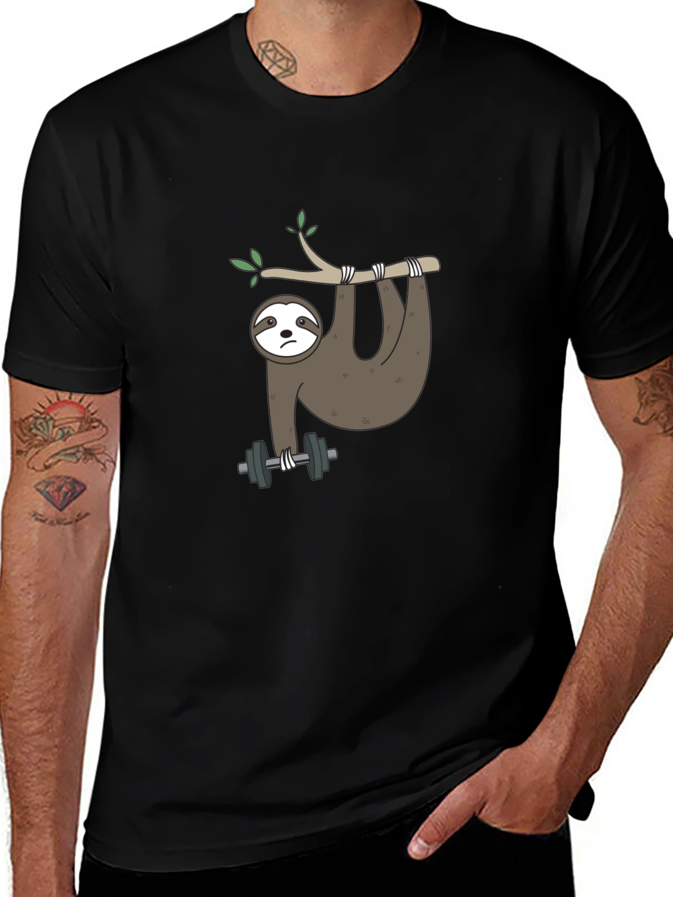 Sloth Lifting Weights Graphic Tee